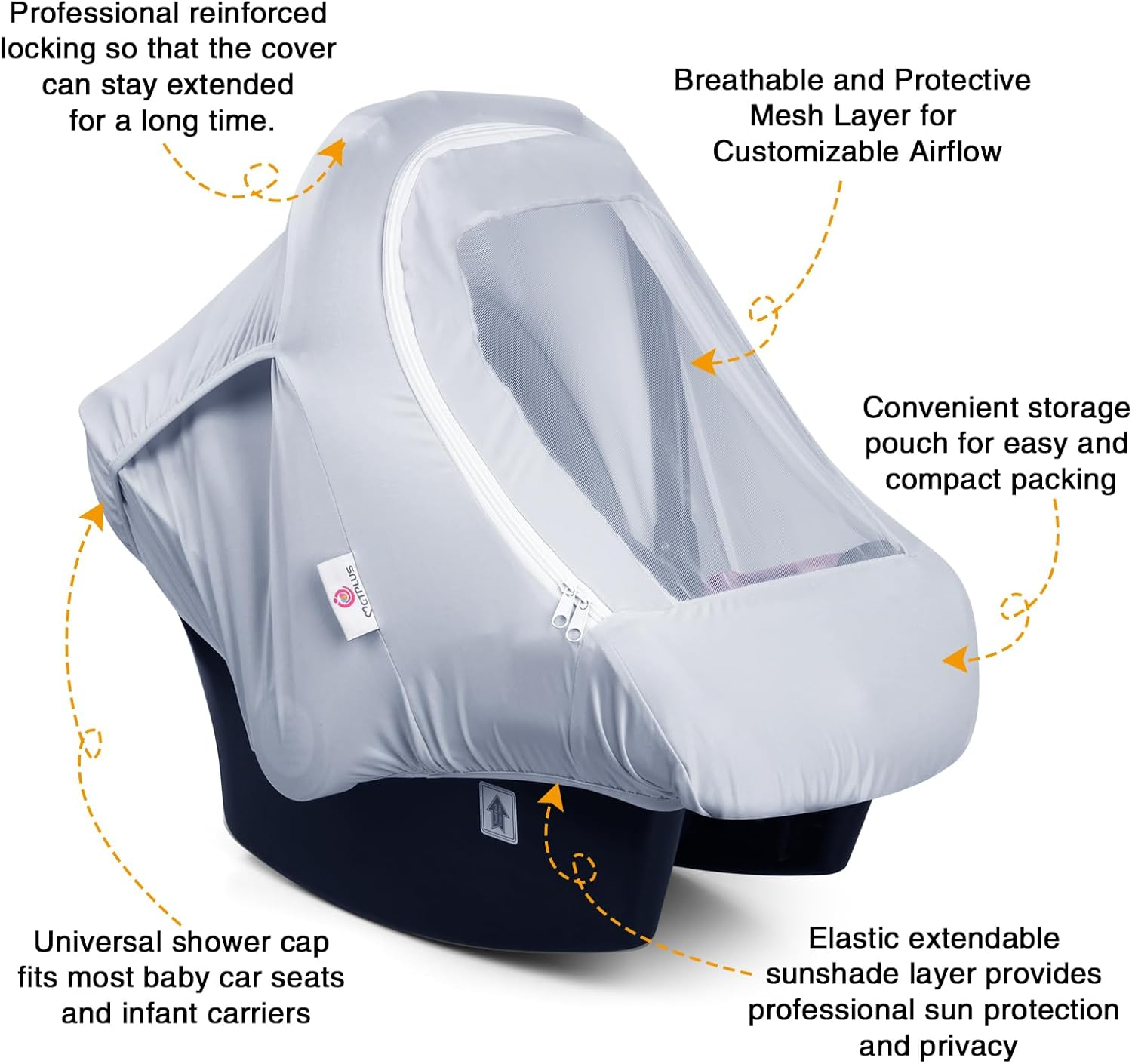 Metplus 2-In-1 Baby Car Seat Canopy, Multi Use Privacy Sun Shade, Protect Baby'S Safety with Style, Infant Carrier Covers for Boys & Girls - Cereal image number 4