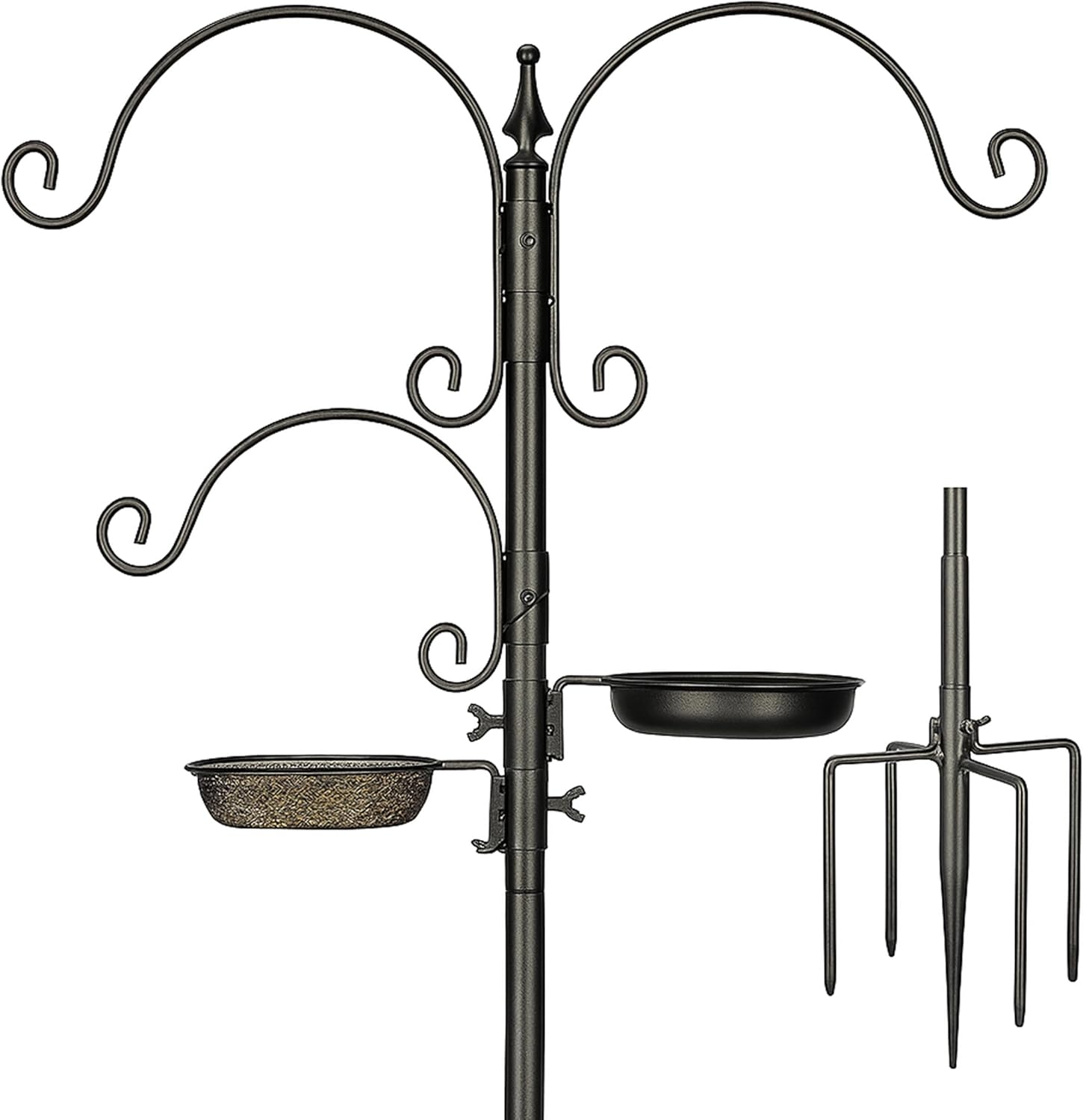 Bird Feeding Station Kit - 77" Bird Feeder Pole with 5 Prong Base, Wild Bird Feeder Stand for Outdoors Hanging Bird Feeders - Black image number 6