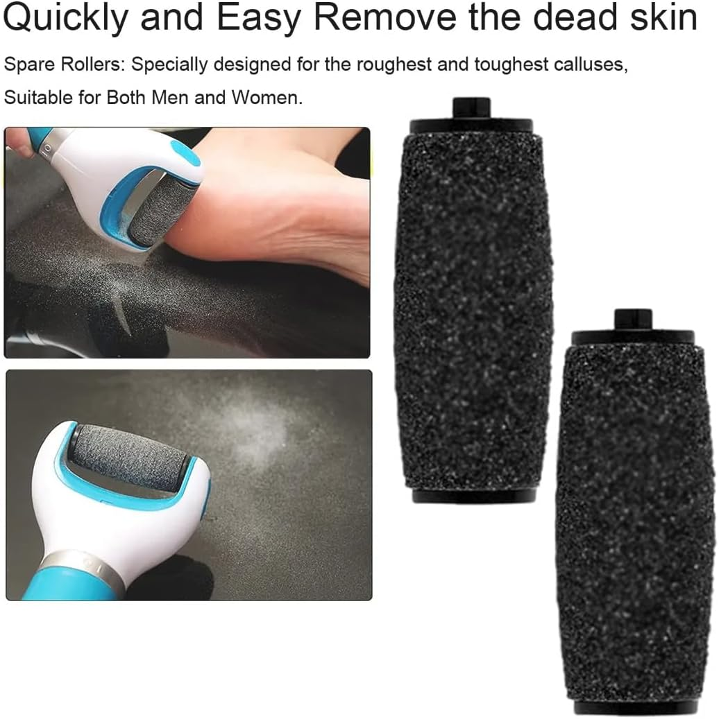 EYVRPAU 12 Pack Replacement Foot Scrubber Head Rollers 3 Roughness Pedicure Roller Callus Remover