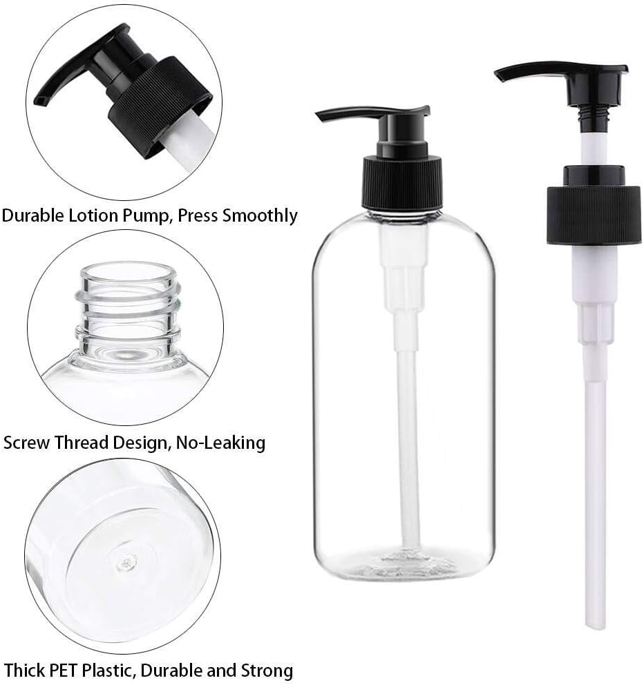 Empty Plastic Pump Bottles Dispenser, 3 Pack 16Oz/500Ml Portable Shampoo Lotion Hand Pump Bottle, Durable Refillable Containers for Kitchen and Bathroom