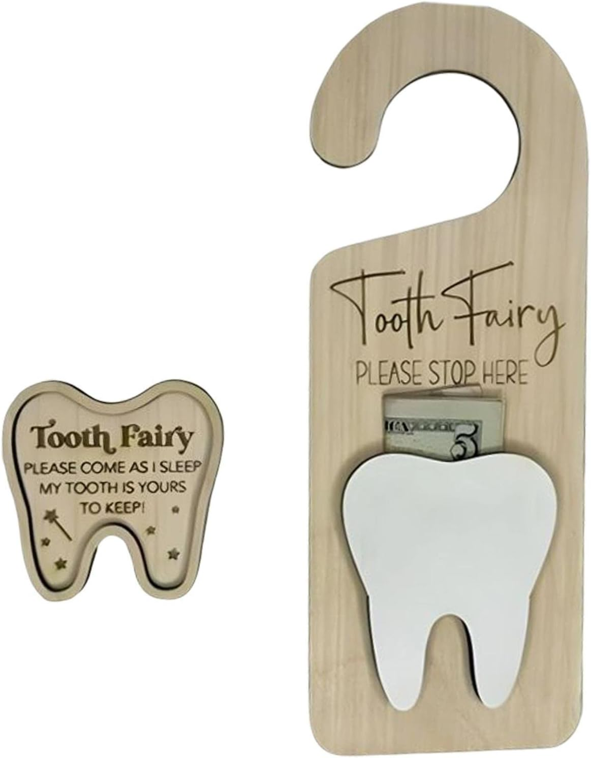 Kids Teeth Door Hanger,Wooden Lost Teeth Holder Collection Box with Locker - Kids Room Keepsake Tooth Holders for Home, image number 4