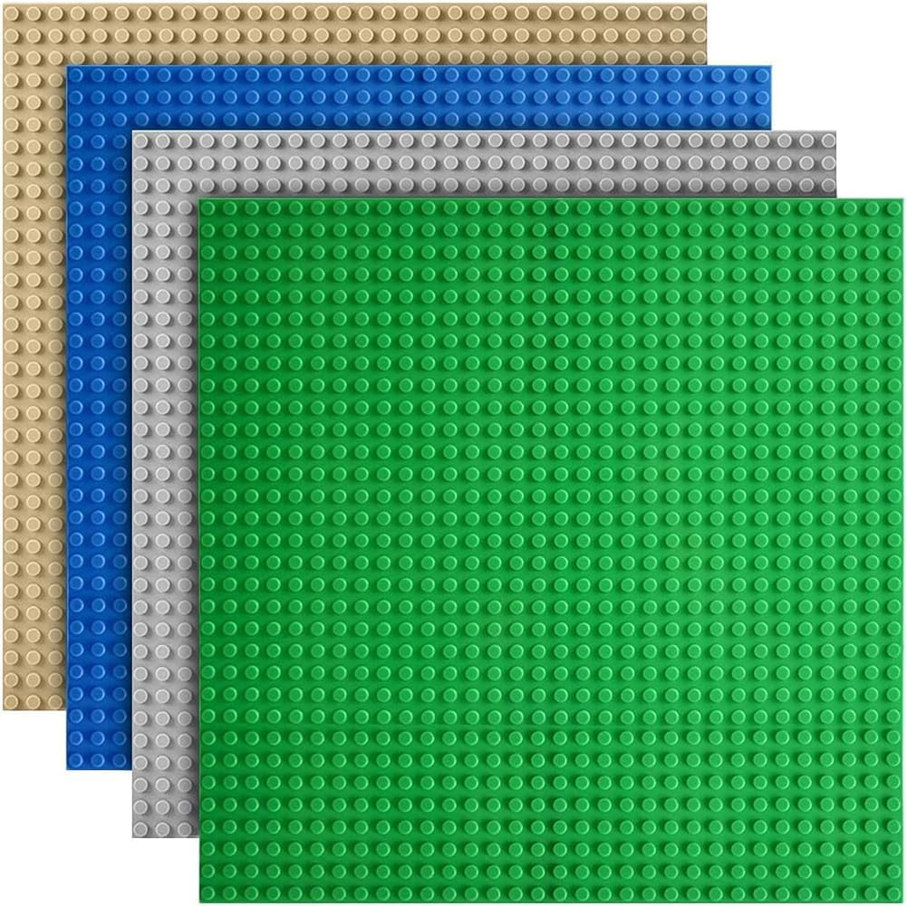 Lekebobor Classic Baseplates 10"X10" Building Brick, Compatible with Major Brands Building Base Plate, 4 Packs, Green