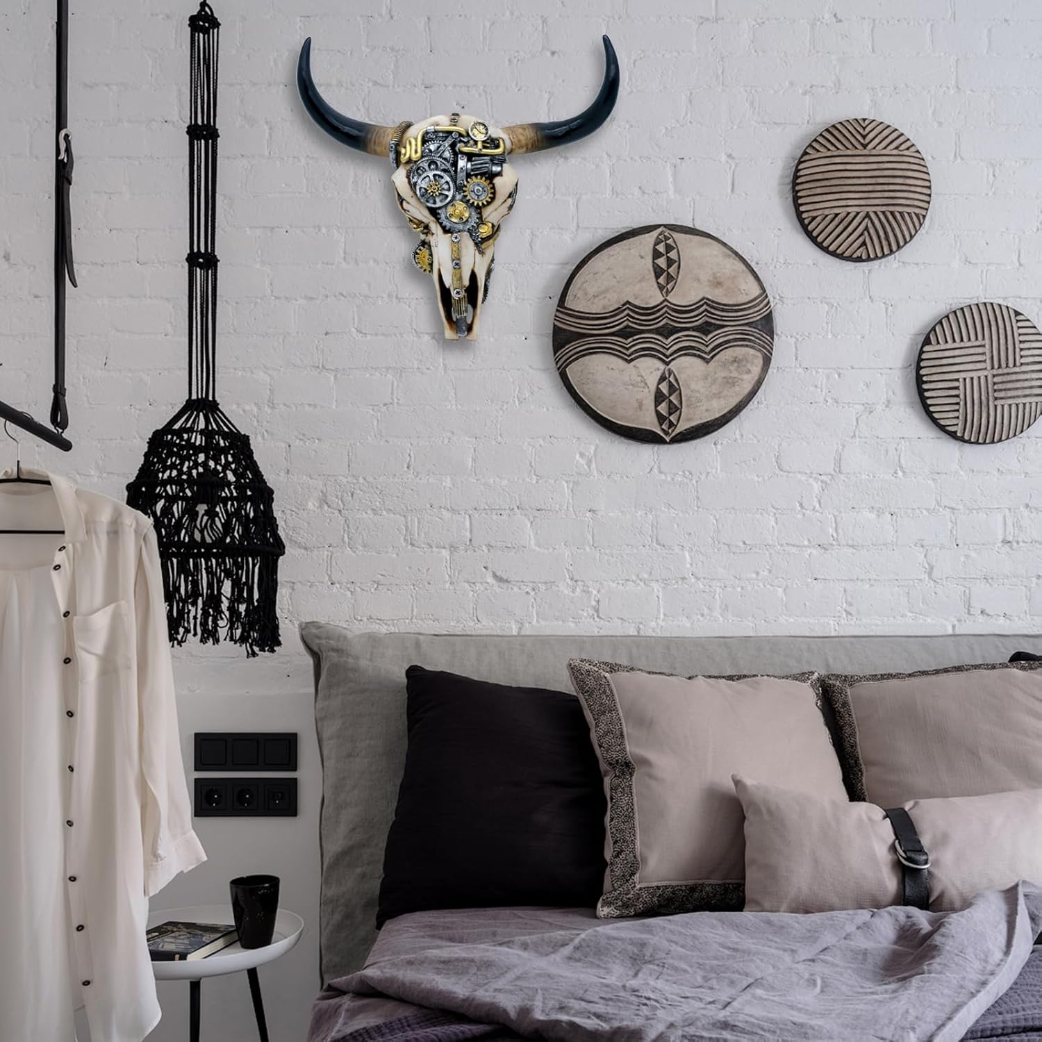 Alikiki Steampunk Cow Skull Wall-Decor - Western Bull Head Skull Wall Sculpture 3D Animal Head Wall Art Hanging Decor for Living Room Bedroom Kitchen Gift Modern Decoration image number 5