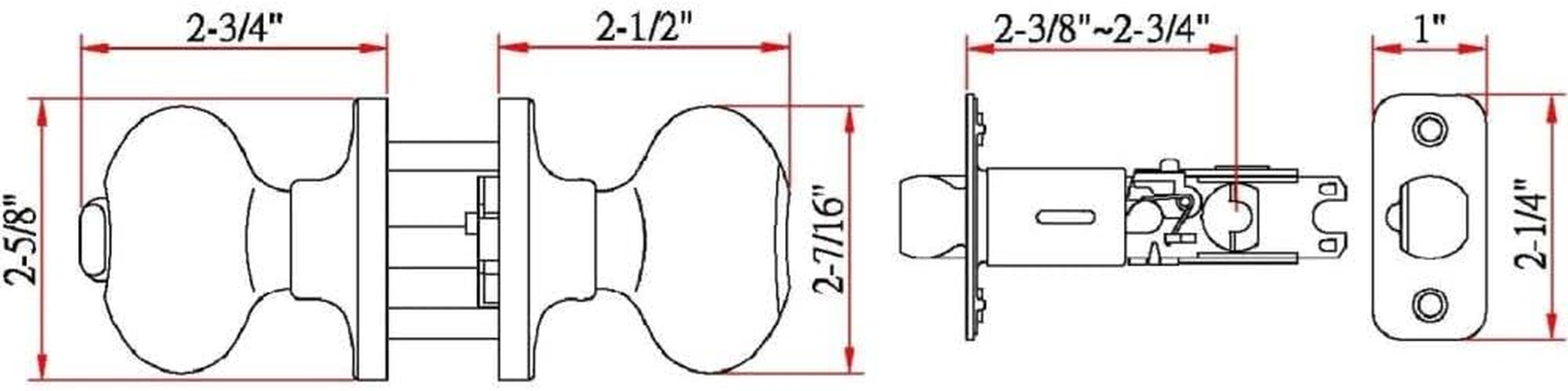 Design House 750505 Egg 2-Way Latch Entry Door Knob, Adjustable Backset, Satin Nickel Finish image number 4