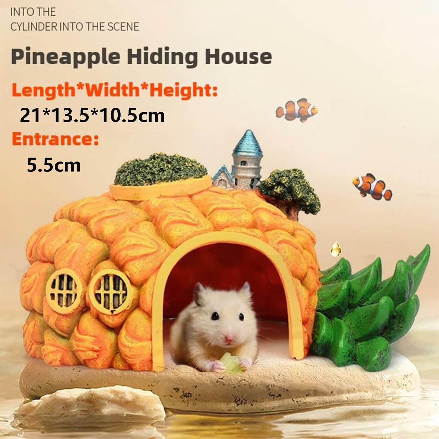 Cozioz Small Animal Hideout Hut &ndash; Chewable Cage Cave Toy for Sugar Gliders, Hedgehogs, Chinchillas, Squirrels, and Hamsters | Habitat Decor Accessories(Pineapple 2)