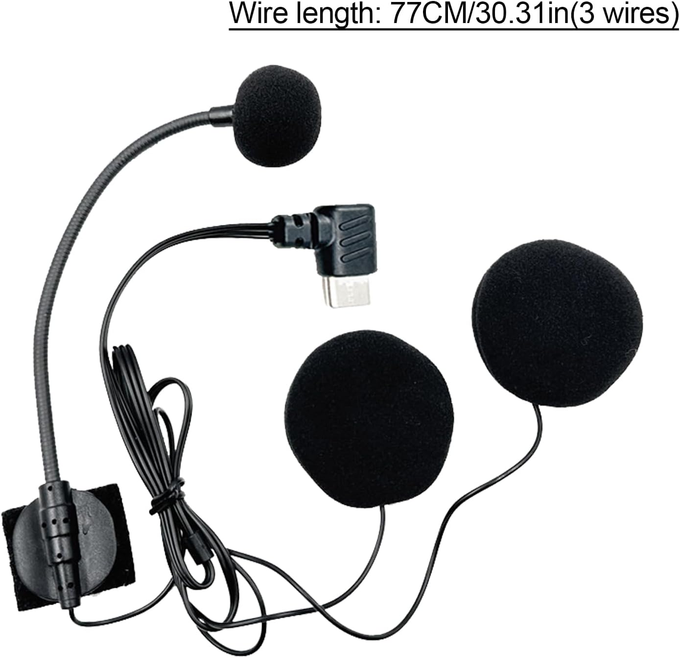 JIEBWCHA Helmet Headset | Motorcycle Microphone - Noise-Cancelling Waterproof Headphones Type-C Plug for Sports Outdoor Interviews Music Recording image number 1