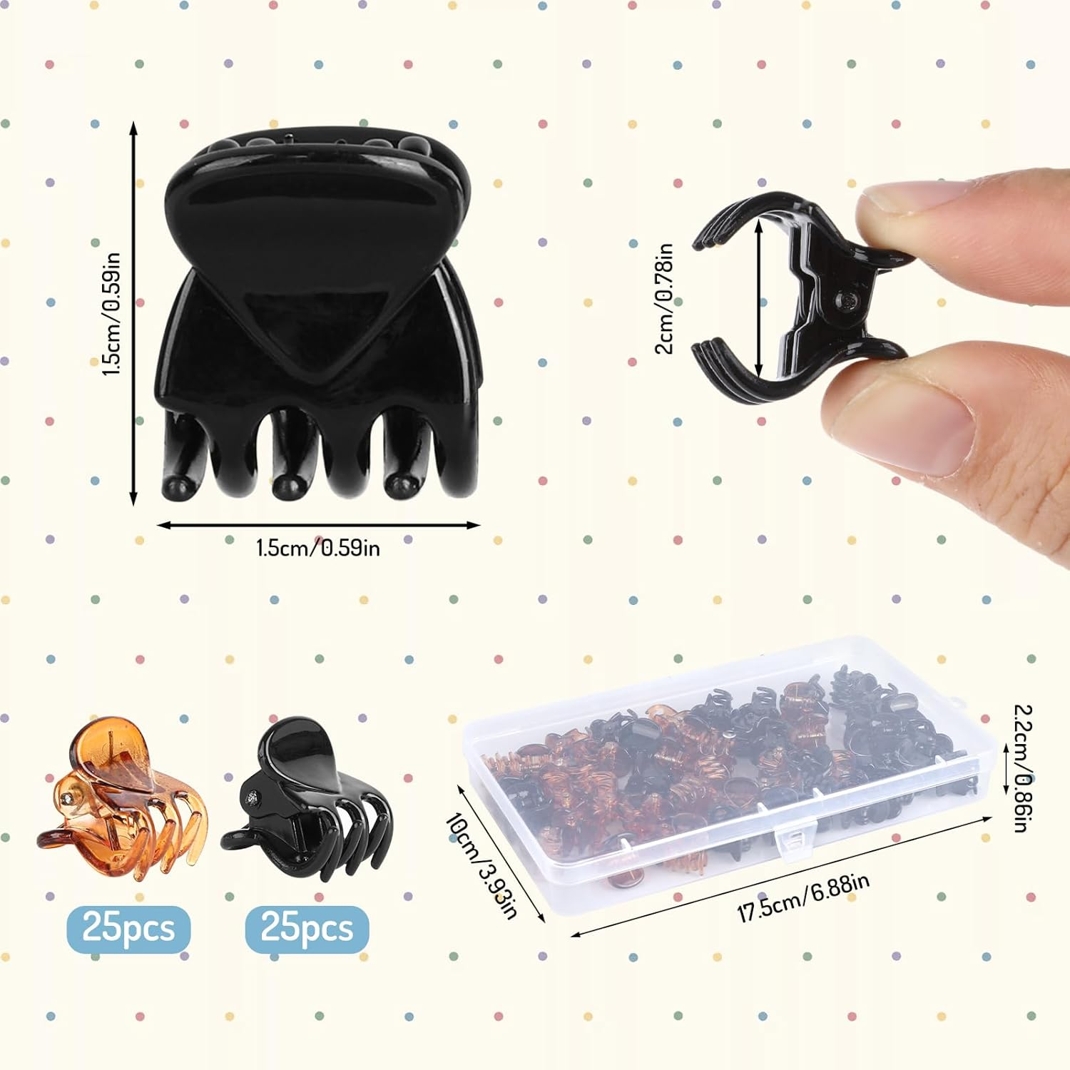 Pack of 50 Small Hair Clips, Mini Non-Slip Hair Clips, Plastic Hair Clips, Hair Clips for Girls Women (Black, Brown) image number 4