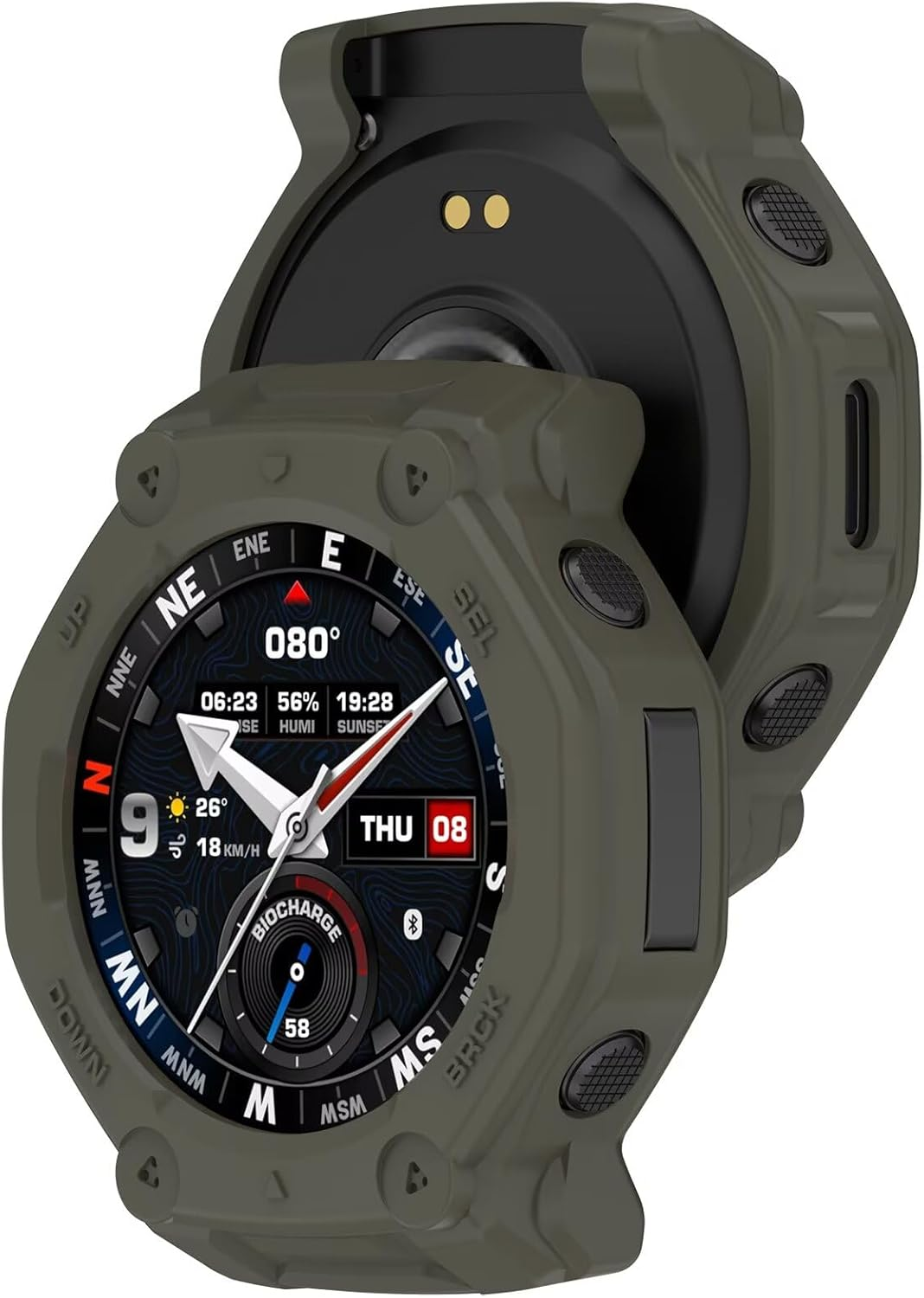 FTRONGRT Case Compatible with Amazfit T-Rex 3 Pro 48 Mm, Soft, Scratch-Resistant, Hollow TPU Protective Case, Jungle Green image number 2