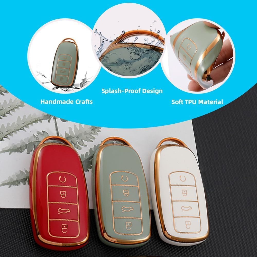 2Pcs Car Smart Key Fob Case Soft TPU Remote Key Fob Cover Car Key Fob Protector Compatible with Chery Omoda 5 Compatible with Tiggo 8 Pro 8 plus (White) - Black image number 5