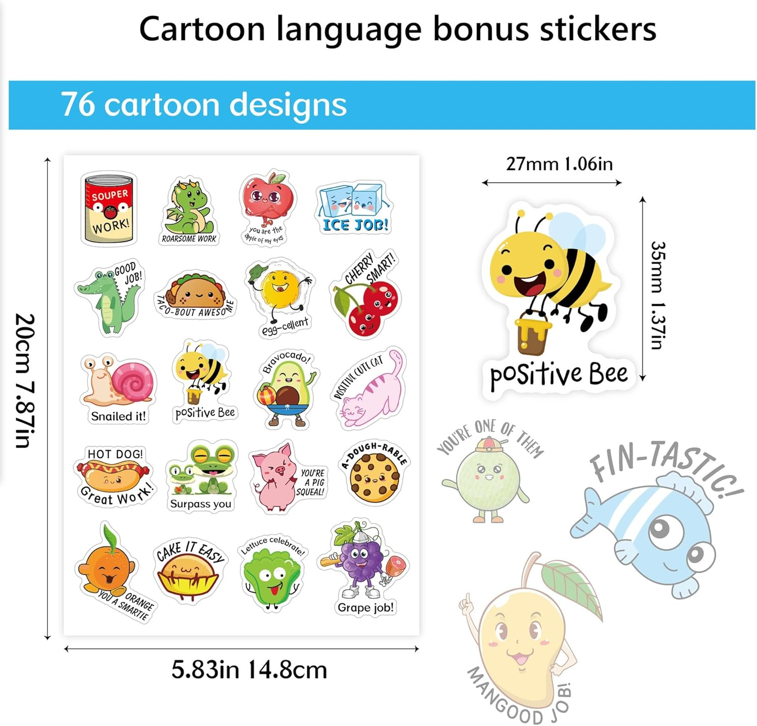 2 PCS Card Holder Storage Binder 21.3 * 11.8CM + 4 Sheet 76 PCS English Reward Stickers, Yoto Card Case Hold up to 120 Yoto Cards/Ea Clear Mini Card Binder Holder for Yoto Player Mini Cards Storage image number 4