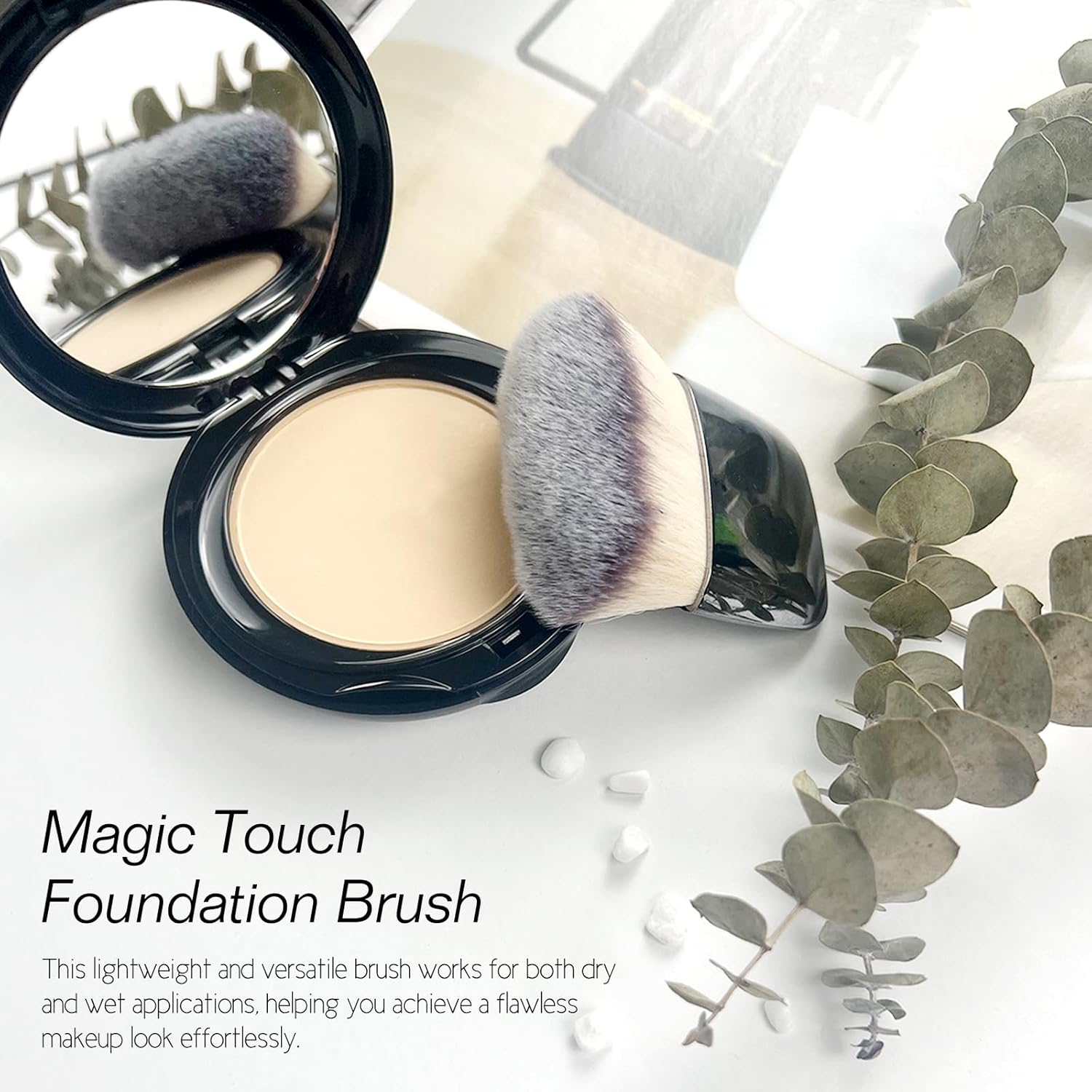 Jaasuee Makeup Brushes Set, Mini Multi-Functional Loose Powder and Blush Brush, Portable Soft Hair Beauty Tool (Silver) image number 2