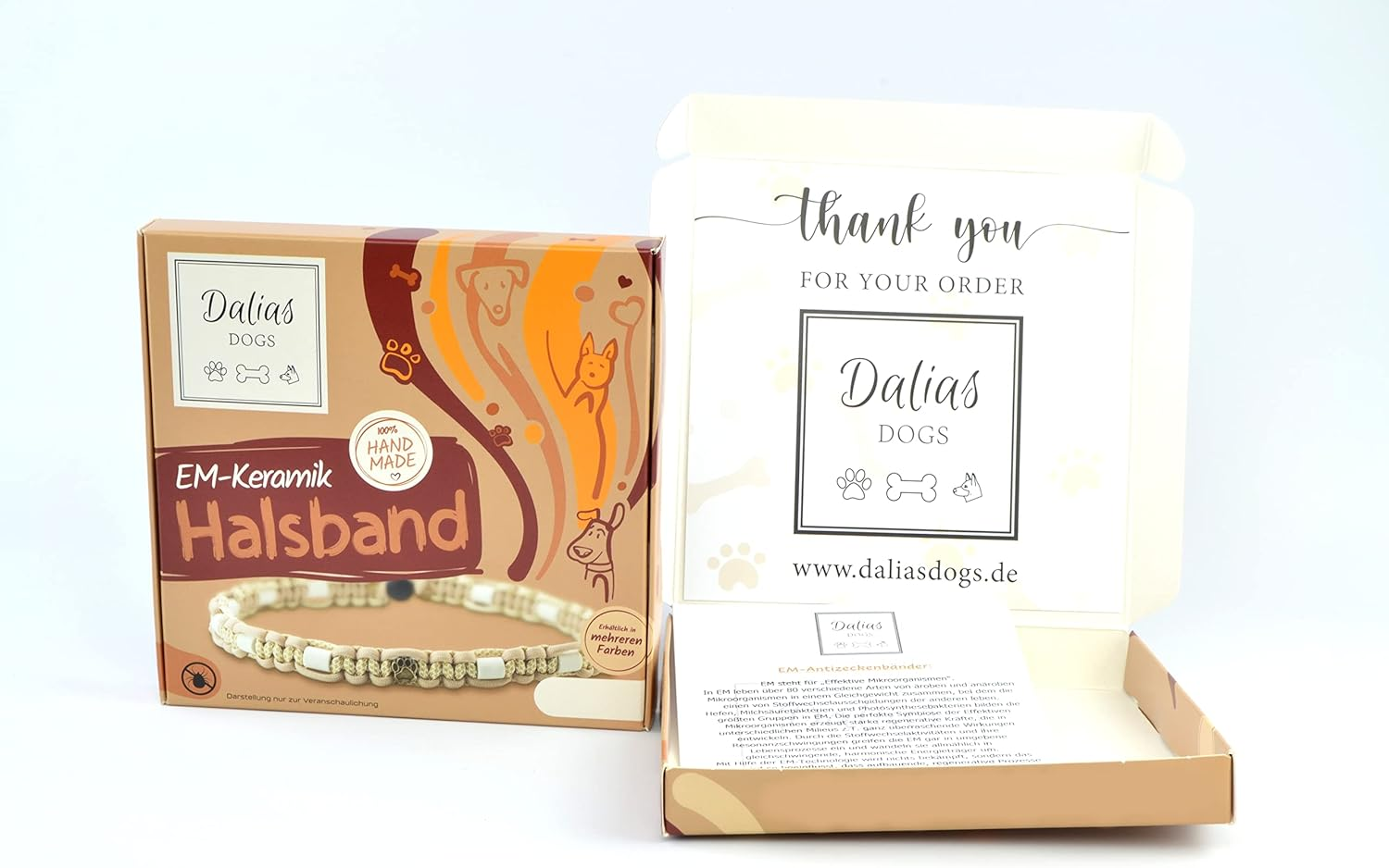 EM Ceramic Collar for Dogs & Cats - Made to Measure EM Band Original US Paracord (41-50 Cm, Black/White) image number 2