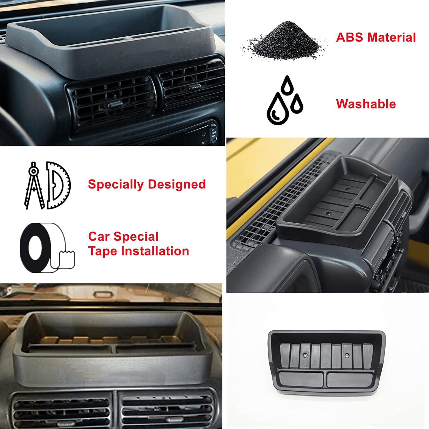 POETRYXIAO Dashboard Storage Box Organizer Tray for 1997-2006 Jeep Wrangler Tj,Interior Accessories image number 2