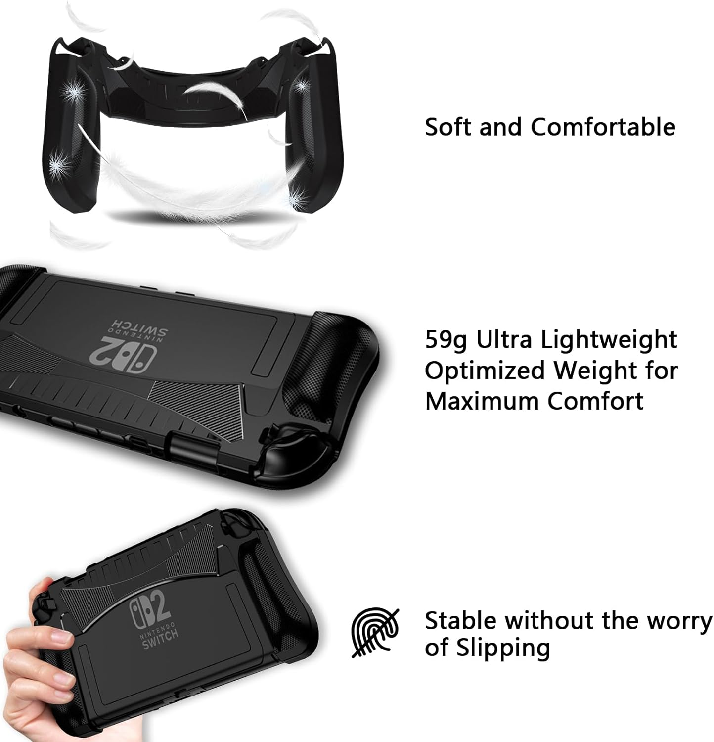 Tcaraersing for Nintendo Switch 2 Protective Travel Carrying Case with 12 X Game Card Slots, 1 Slim Comfortable Grip Cover, 2 Screen Protector, Dedicated Charger & Accessory Storage Pockets， Purple image number 3