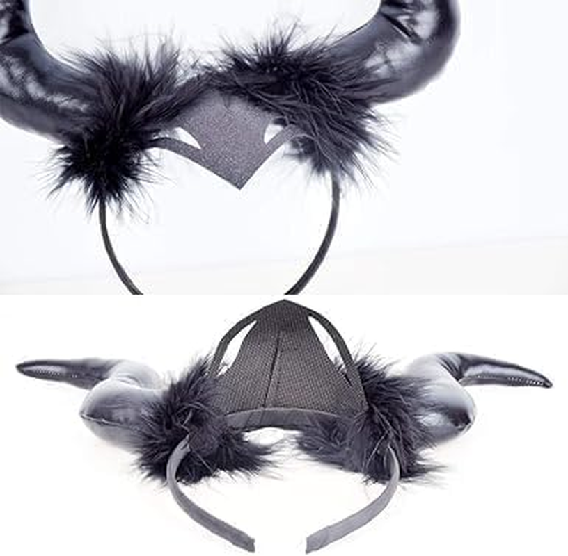 1 PCS Devil Horn Headband Demon Headband Horns Headpiece Halloween Cosplay Party Photo Props Headband Costume Accessory(Black) image number 3