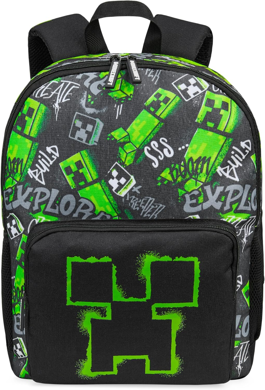 Minecraft Backpacks for Kids Creeper Boy Bag with Zipped Pockets Adjustable Straps