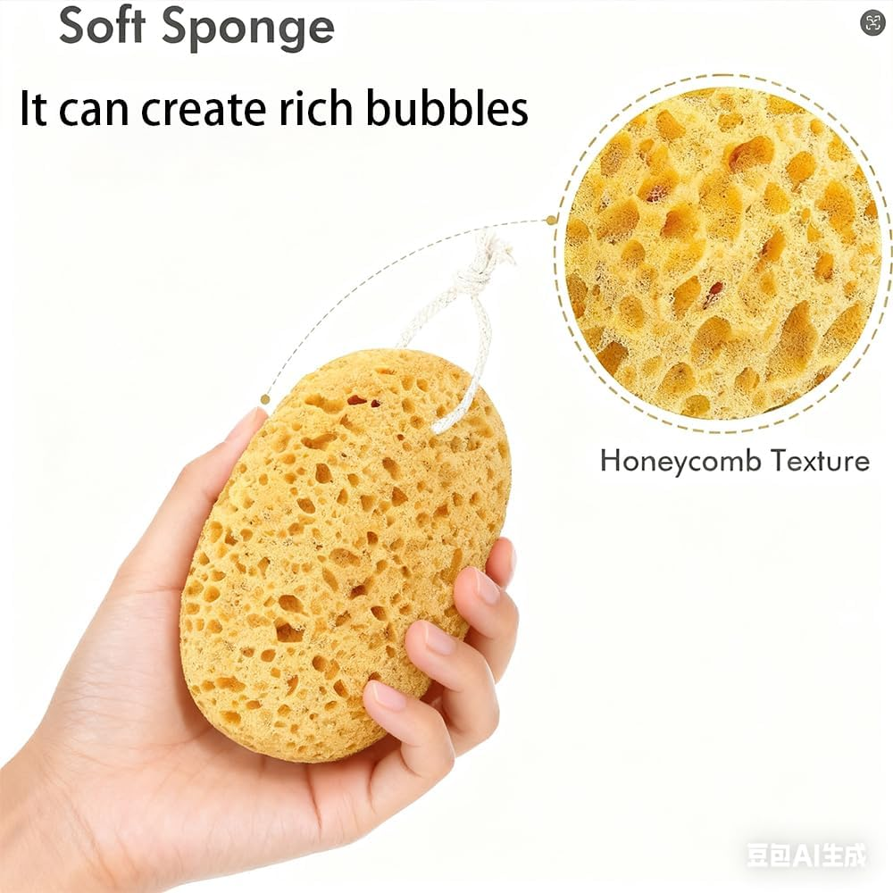 Body Bath Sponge for Adults, 2Pcs Large Shower Sponge for Women Men, Soft Honeycomb Natural Spon-Ge, Exfoliating Deep Cleaning Bathroom Bathing Body Sponges for Sensitive Skin