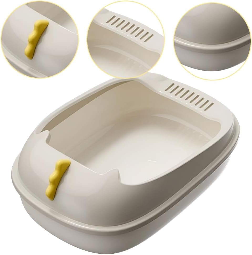 TOMVAES Portable Low Front Cat Litter Box Non-Sticky Open Cat Litter Box Kitty Toilet Tray with Splash Guard Easy Clean,Includes Litter Scoop, Anti-Leakage & Spacious Design for Larger Cats image number 4