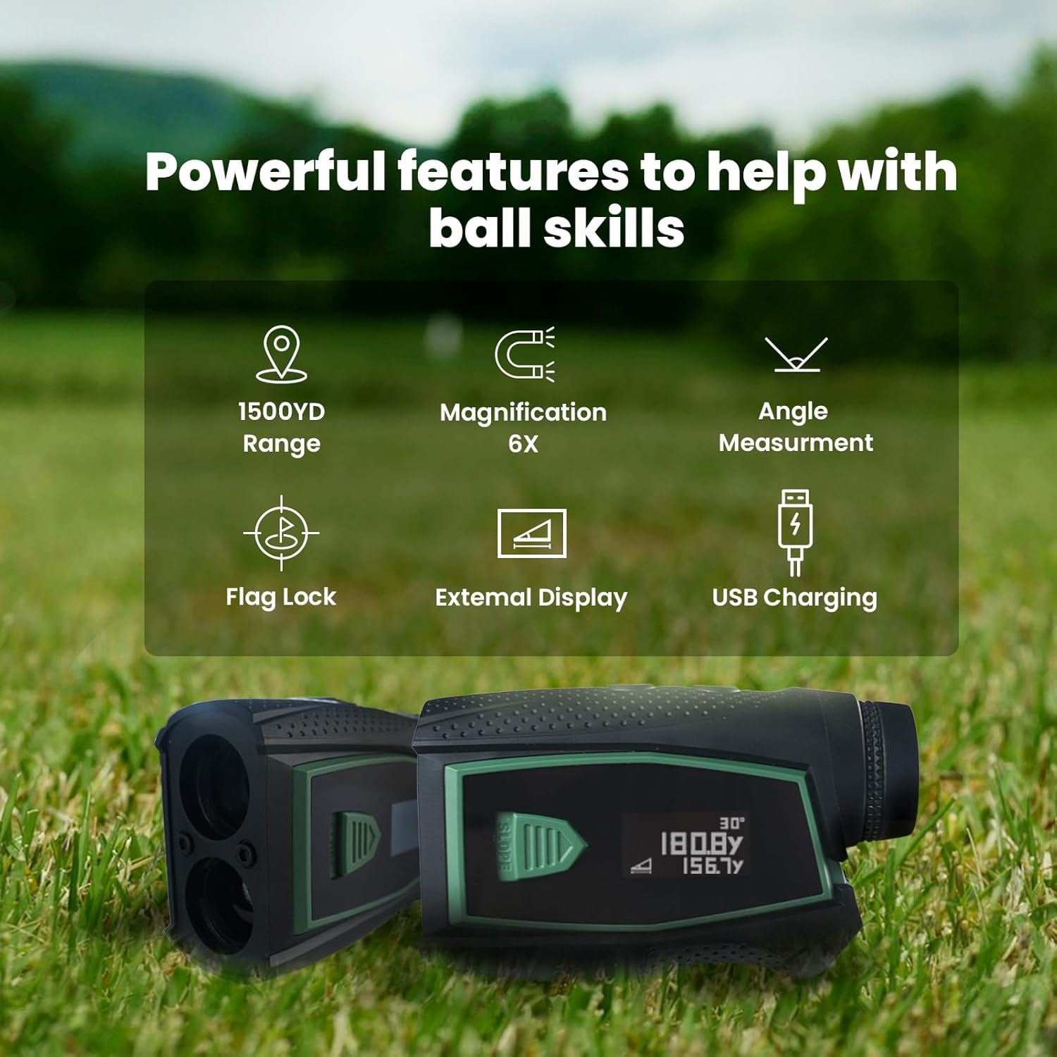 Mileseey Laser Rangerfinder for Golf 1500Yd, &plusmn;0.5Yd Accuracy, Distance, Angle Compensation, Speed, Angle Compensation Rangefinder for Golf, with Rechargeable Cable image number 4
