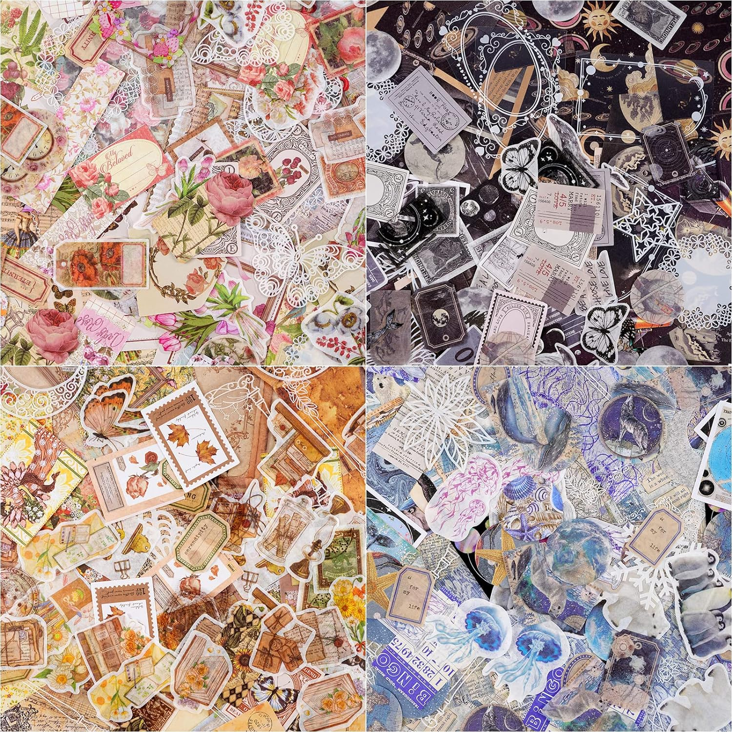 400 Pieces Scrapbooking Supplies Journaling Vintage Scrapbook Stickers DIY Retro Collection Paper Decals for Art Craft Journaling Notebook Collage Album image number 2
