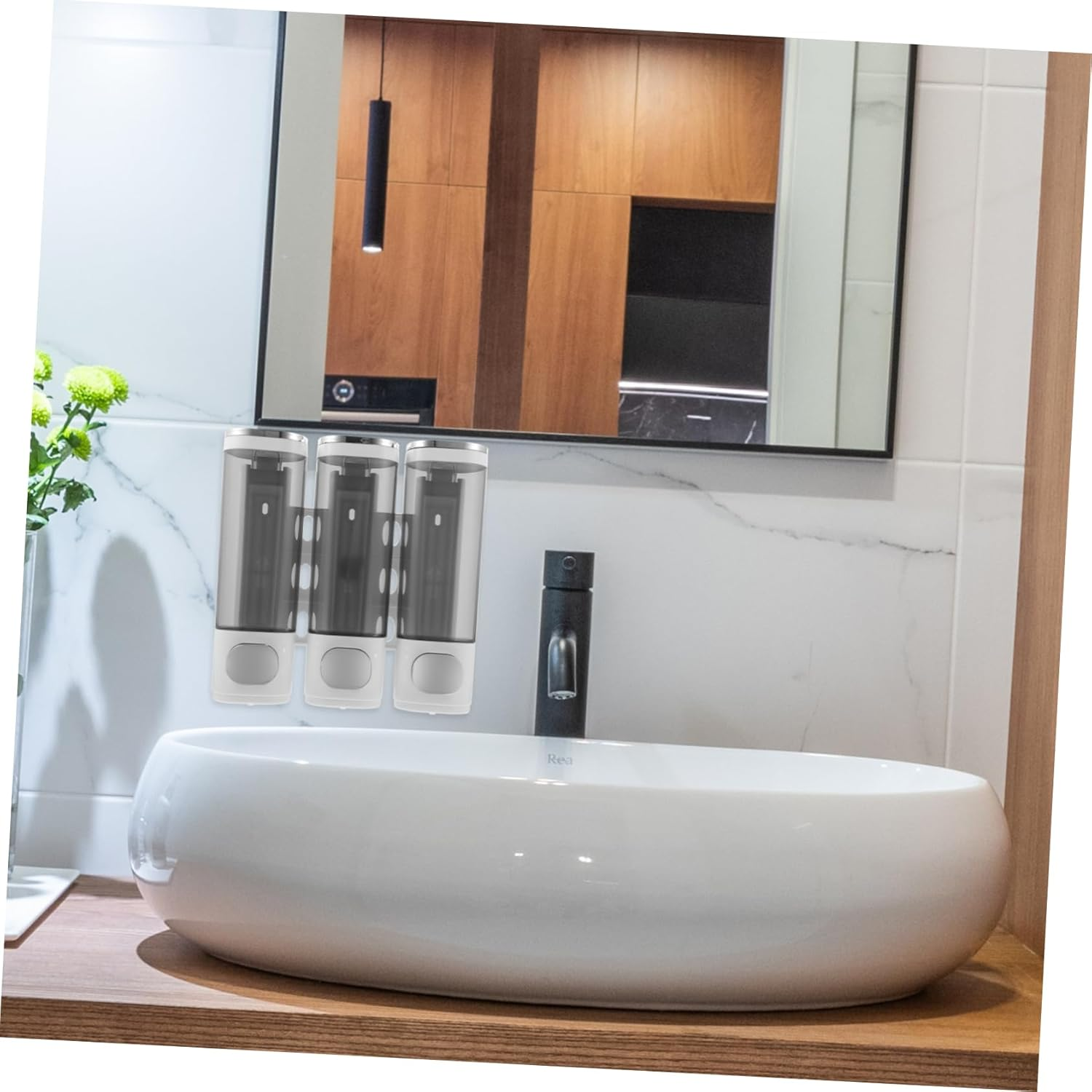 VICASKY Wall Mounted Soap Dispenser Chamber Manual Bathroom Shampoo Conditioner Dispenser for Shower Wall Soap