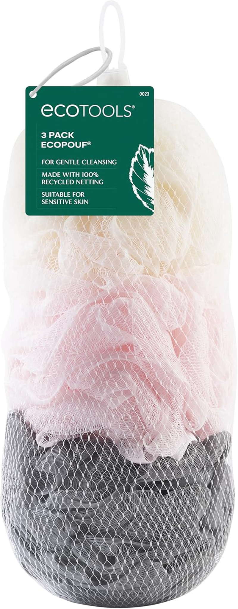 Ecotools Delicate Ecopouf (3-Pack) - Synthetic Mesh, Exfoliating Loofah - Multicolor Recycled Netting image number 1