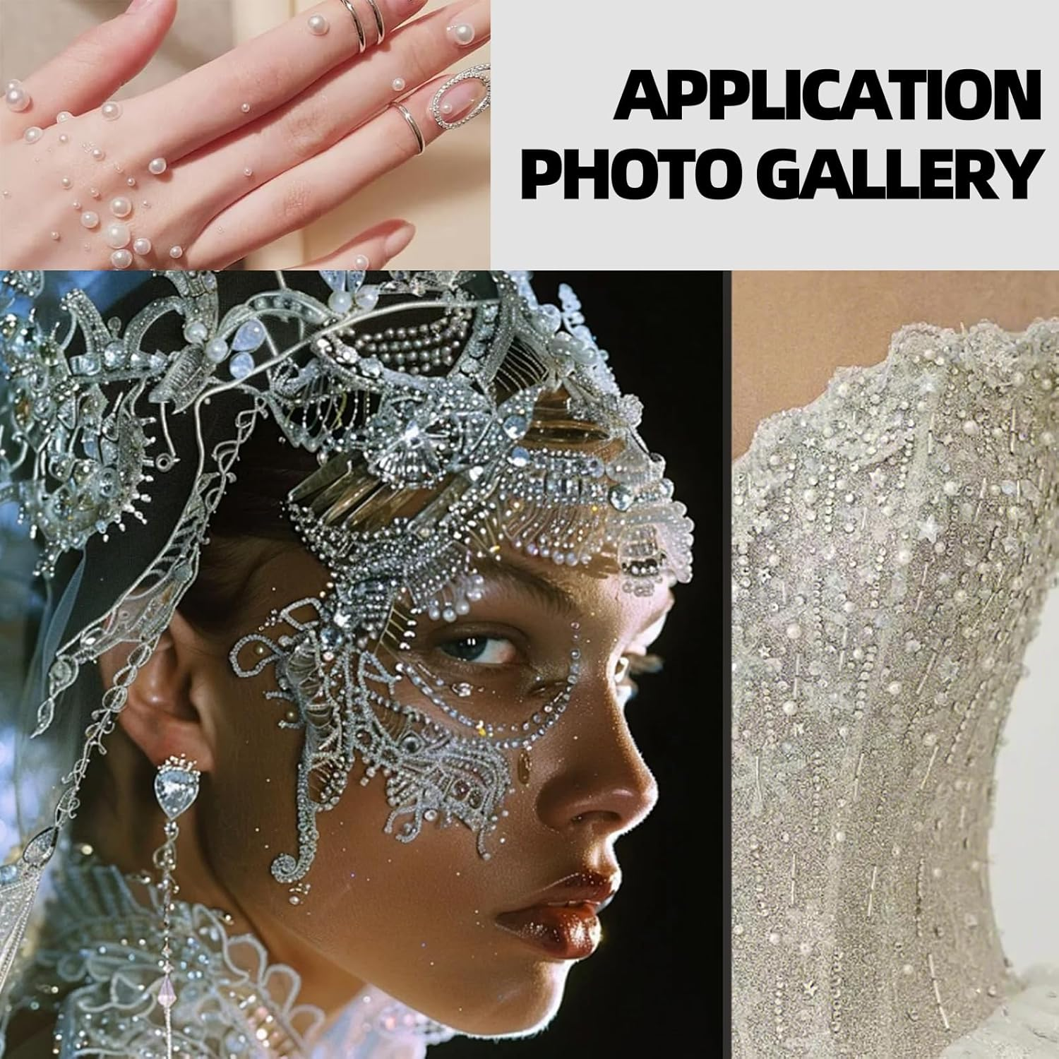 Glarks 4403Pcs Rhinestone Gems and Flat Back Pearl Set, 2MM 3MM 4MM 5MM Clear-White Flat Back Gems Crystal Rhinestones, 3MM Flatback Pearl Half Pearl Half round Flat Back Pearl with 3Pcs Tools - Dark Blue image number 7