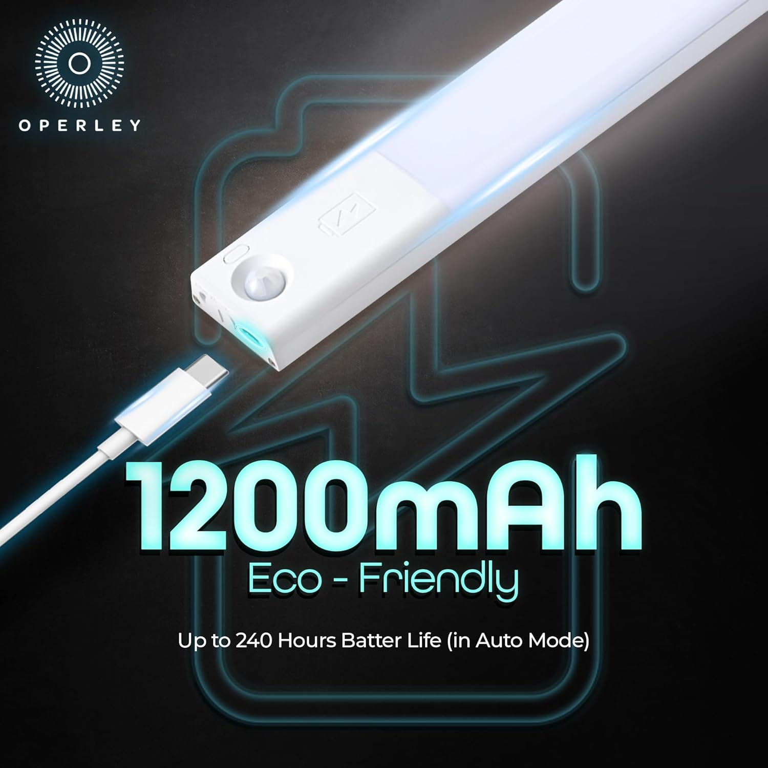 Operley Rechargeable under Cabinet Lighting 3 Pack with Charging Station, Motion Sensor LED Light Bars,1200Mah, 3 Color Temps Warm Cold Natural, Dimmable for Kitchen & Closet