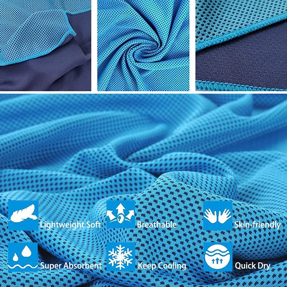 4 Pcs Cooling Towel (40"X 12"), Ice Towel, Microfiber Towel, Soft Breathable Chilly Towel Stay Cool for Yoga, Sport, Gym, Golf, Camping, Fitness, Running, Workout & More Activities image number 6