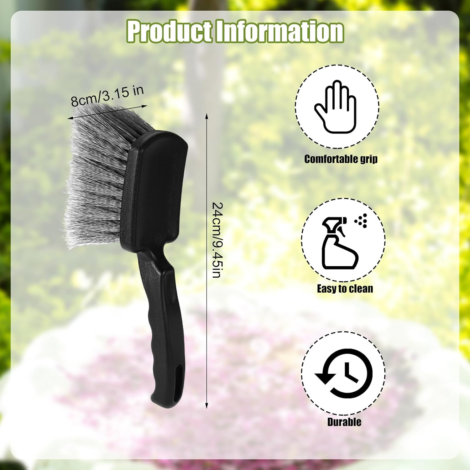 Bird Bath Brush, Black Animal Bath Cleaner with PVC Bristles and Ergonomic Plastic Handle Easy to Use Birdbath Accessories for Bird Feeder Outdoor Cleaning image number 6