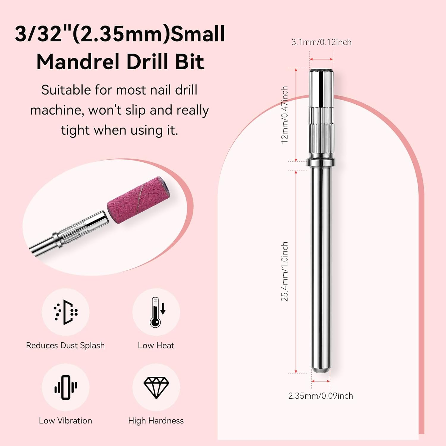 Makartt 100 Pcs Nail Drill Bits Sanding Bands for Nail Drill 4 Color Coarse Fine 80/120/180/240 Grit File Small Sanding Band with 3.1Mm Mini Mandrel Nail Bit Set for Acrylic Nails Gel image number 4