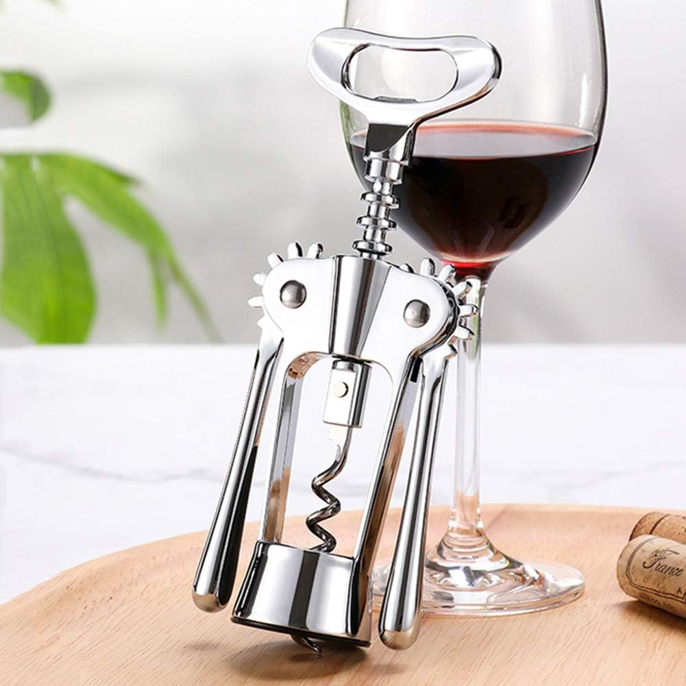 Wing Corkscrew, Wine Bottle Opener, Zinc Alloy Beer Opener, Nova Collection Kitchen Tools and Gadgets, Multifunction,Silver(Silver) image number 1
