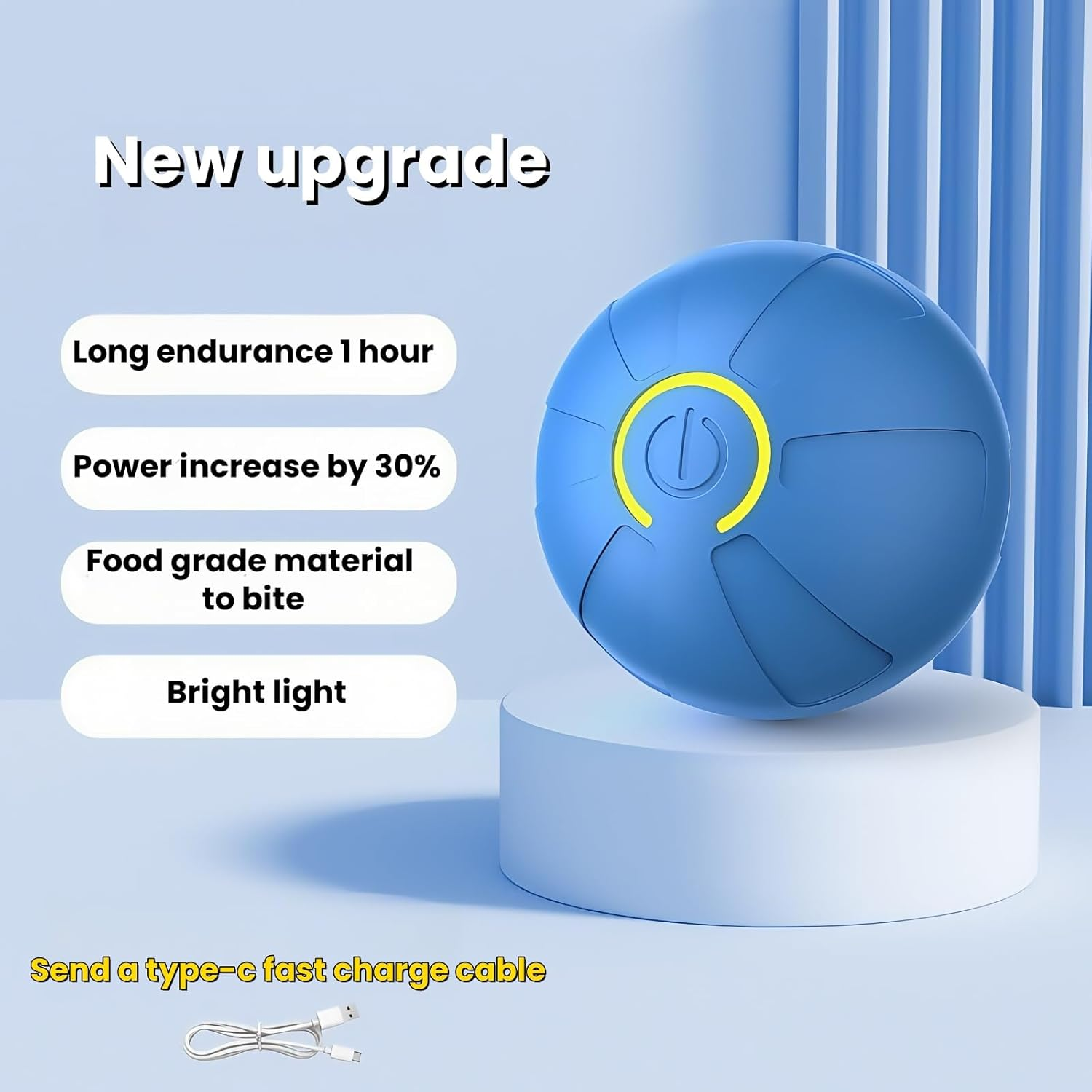 Smart Interactive Dog Toys Ball,Shaky Ball Toy Dogs, Automatic Moving Dog Toy Ball Smart Usb.Automatic Bouncing for Small Medium Large Dogs.(Blue) image number 4