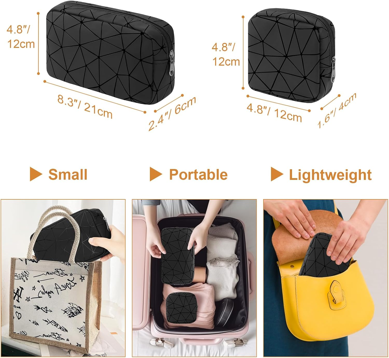 Period Bag for Teen Girls, Leather Sanitary Napkin Storage Bag, Portable Menstrual Pad Bag Period Pads Pouch, Small Make up Bags, Black, Small&Large, Fashions image number 7