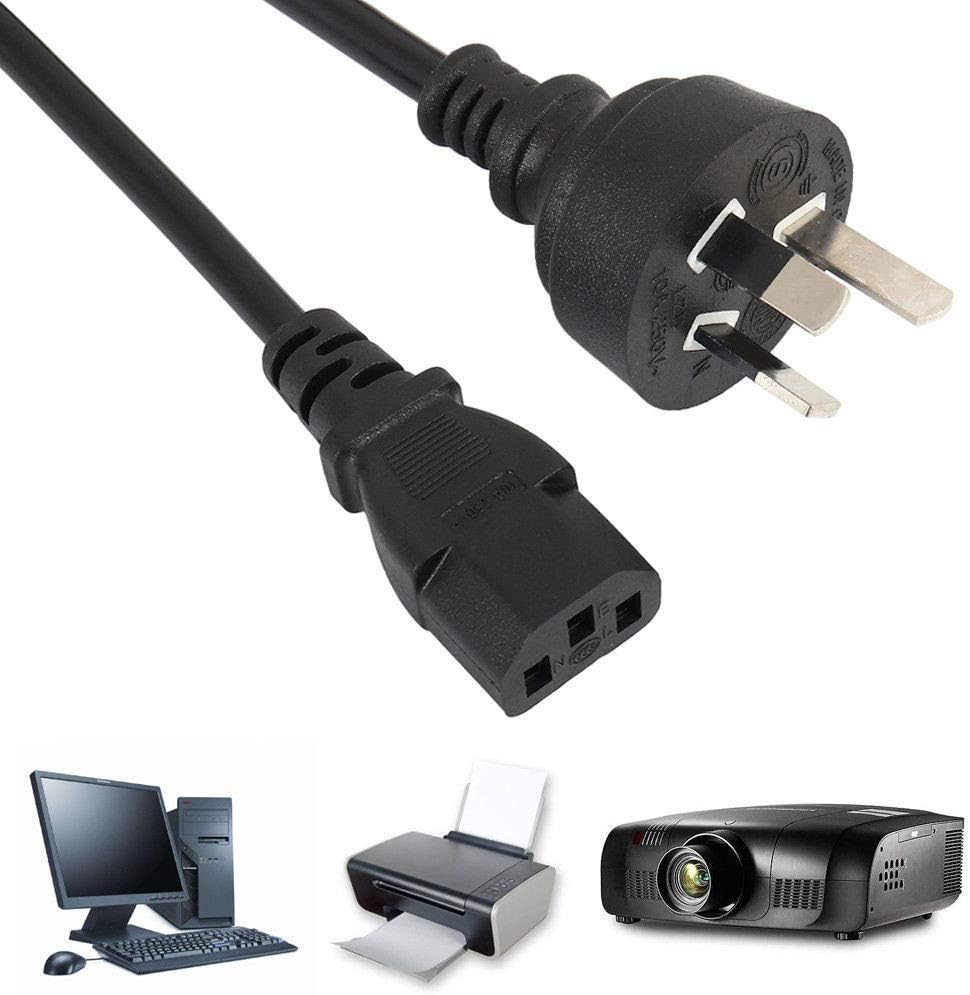 AU 3 Pin Mains Power Lead Cable Cord Compatible with PC Laptop Monitor Desktop Printer