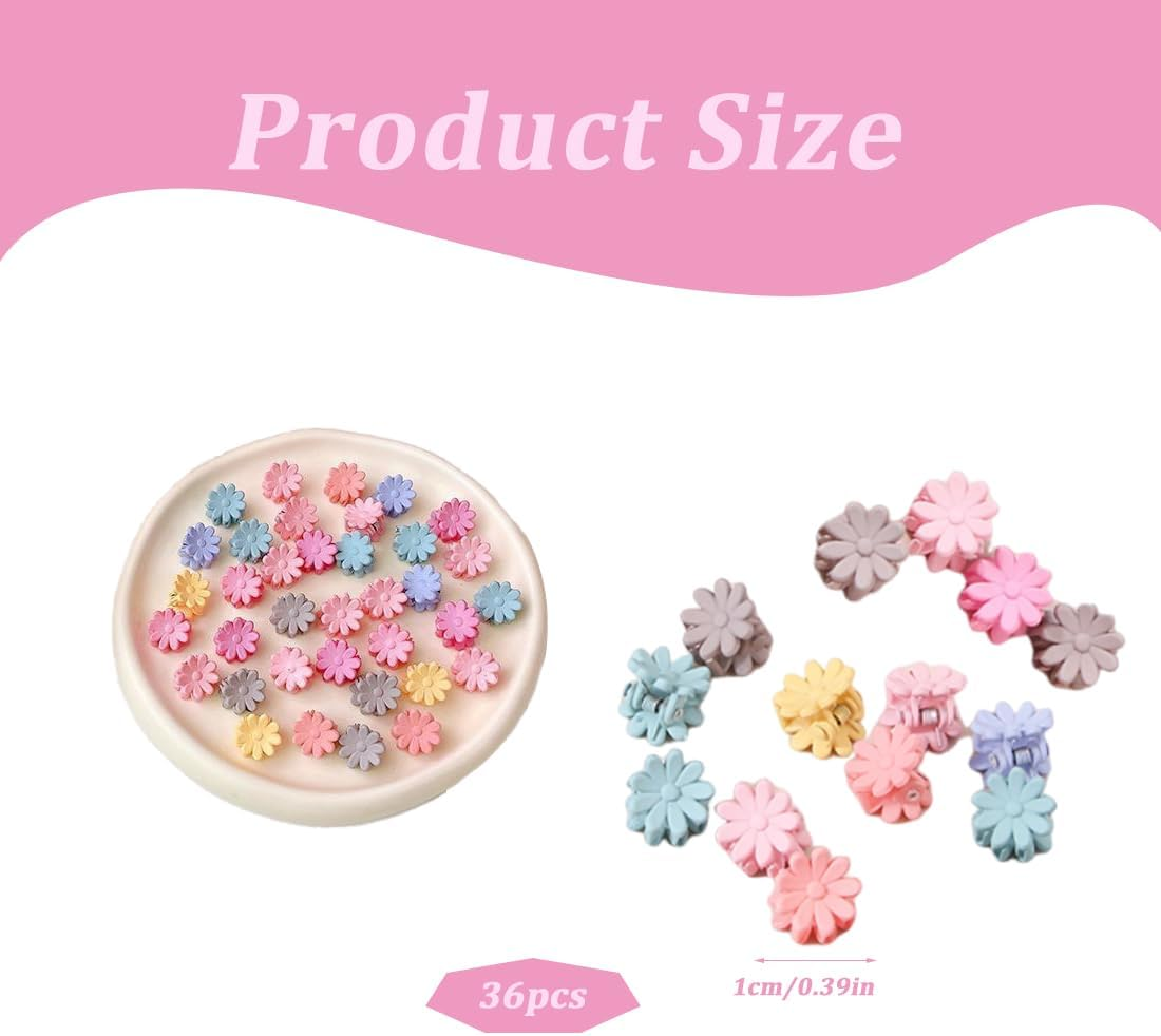 Pack of 36 Small Flower Hair Clips Mini Hair Clips Mini Hair Clips Hair Clips for Little Girls Colourful Hair Clips Daisy Hair Clips image number 5