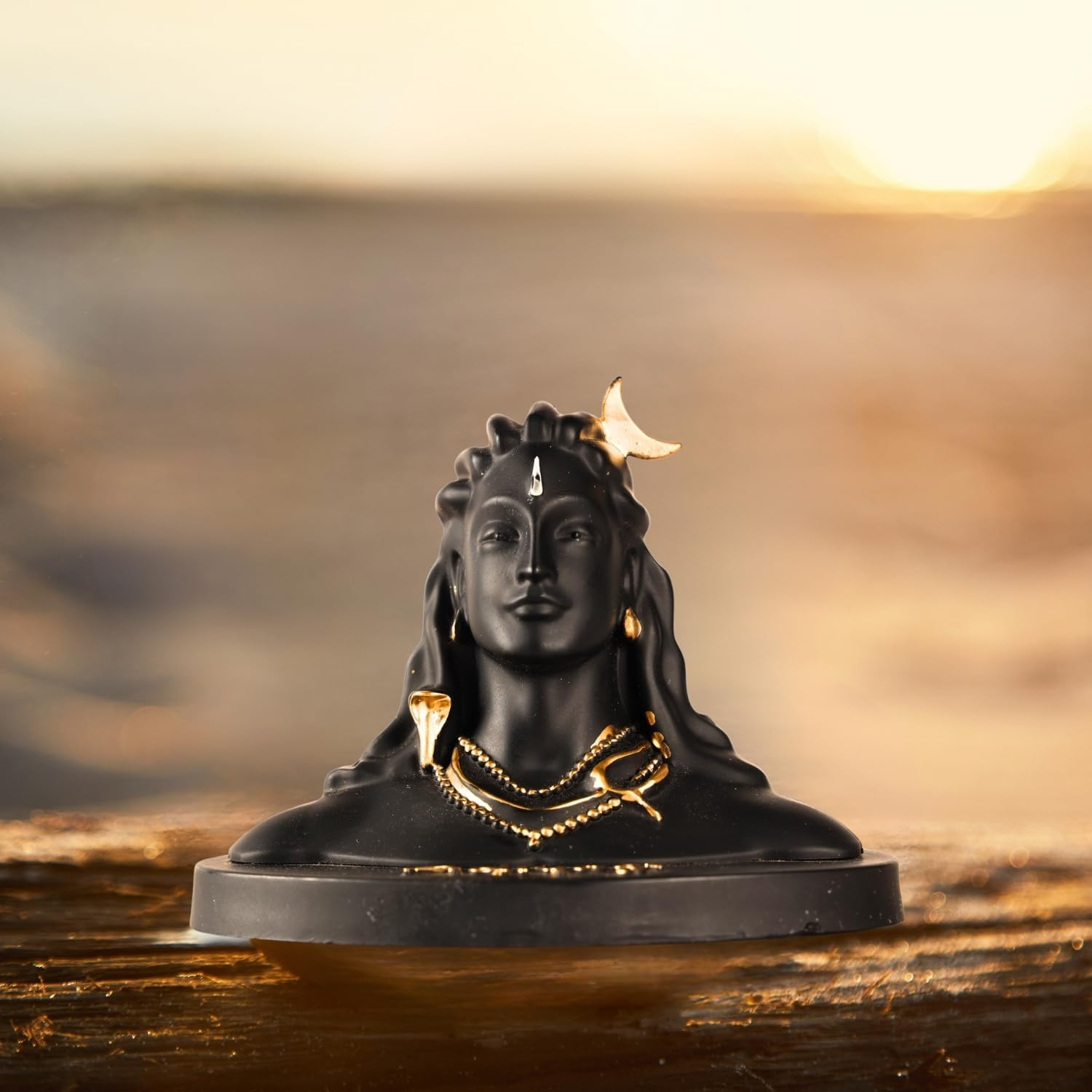 Vedic Charya Lord Adiyogi Shiva Statue 5 Inch Resin Handmade &ndash; Dhyana Mudra Mahadev Idol Car Dashboard, Home & Office Desk, Shivratri Pooja Decorative Murti Black