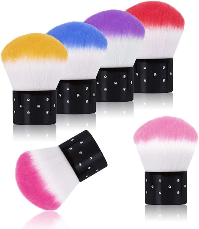 Kalolary 6Pcs Nail Art Dust Brush Remover Powder Cleaner Kabuki Brushes Makeup Powder Blush Brushes Nail Cleaning Brush Nail Art Tools for Cosmetic Makeup or Nail Art-Colorful image number 4