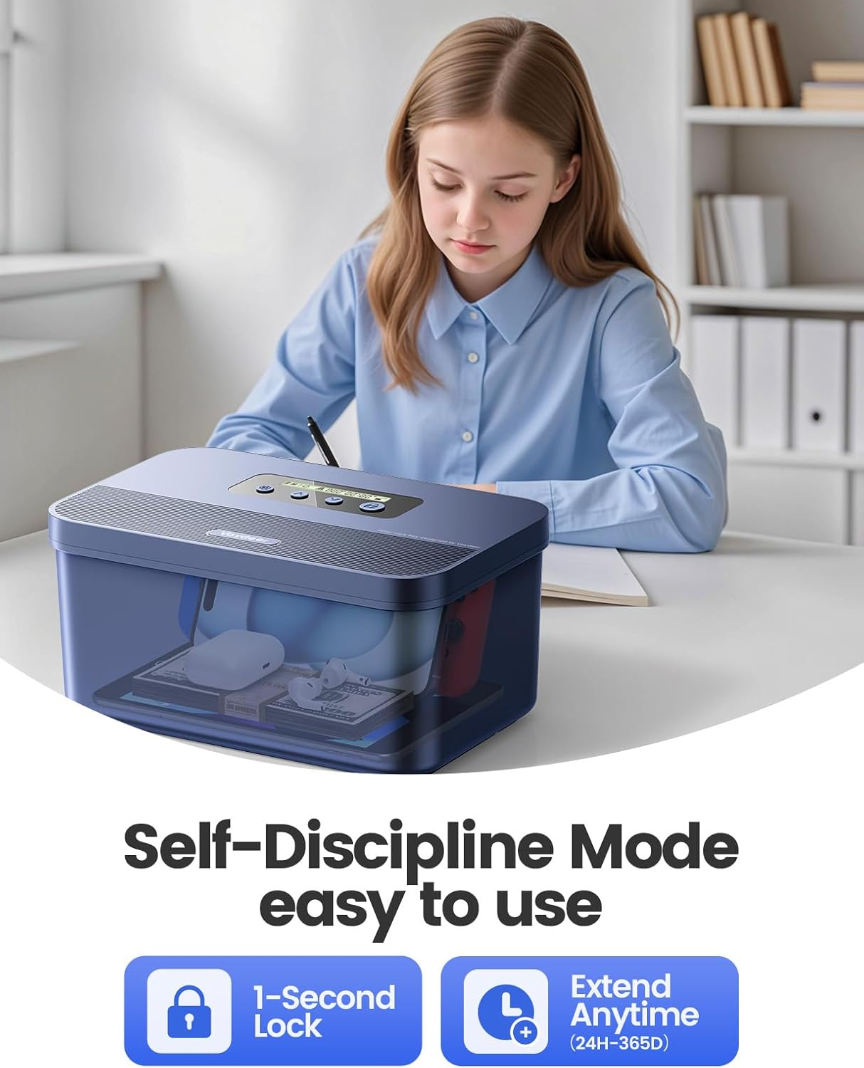 Vaydeer Time Lock Box, Phone Lock Box with Timer, Timed Locking Safe, Self-Control Container with USB C Charge,Child Lock, Audio Prompt, Time Release Storage Locker for Phone/Ipad Mini/Medicine image number 1