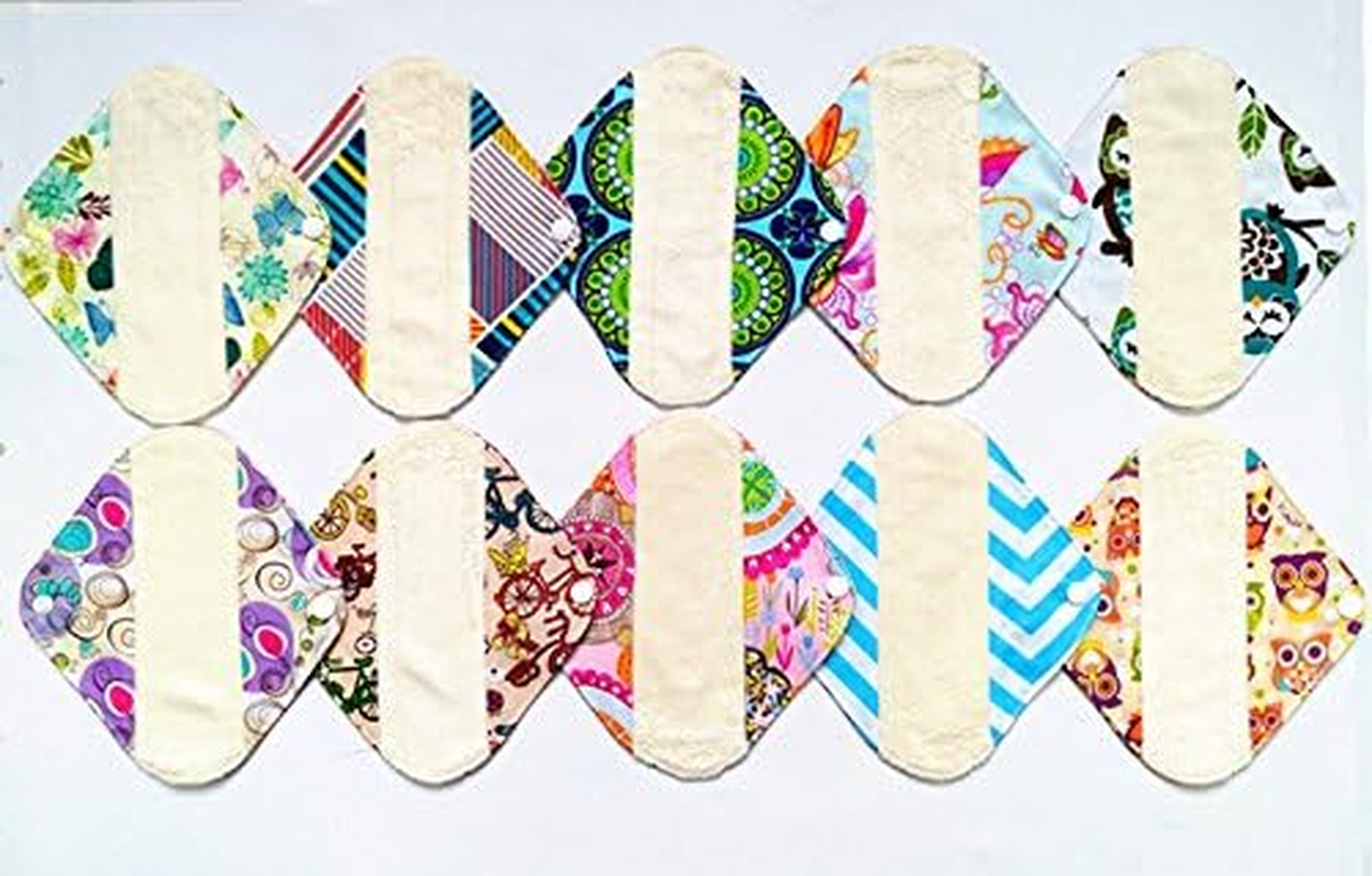 10 Pieces 8 Inch Light Bamboo Mama Cloth/ Menstrual Pads/ Reusable Sanitary Pads Panty Liner