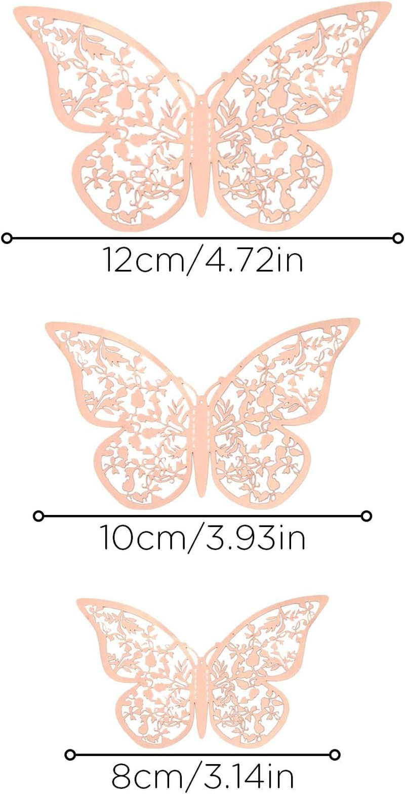 AIEX 24Pcs 3D Butterfly Wall Stickers 3 Sizes Butterfly Wall Decals Room Wall Decoration for Bedroom Party Wedding Decors(Rose Gold) image number 5