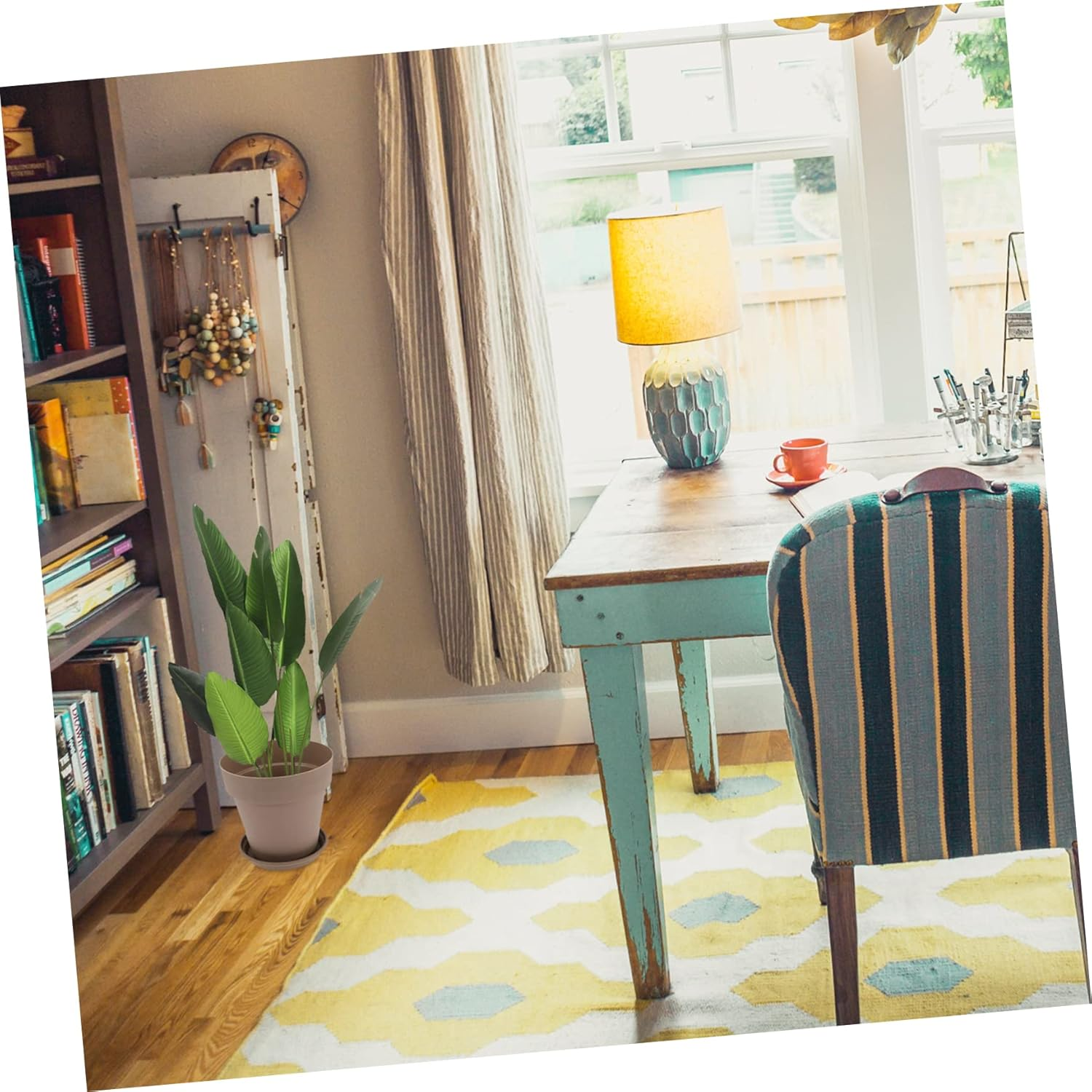 HIAKDOFT 6Sets Plastic Flower Pots Garden Supplies for Indoor Outdoor Elegant Plant Containers for Balcony Porch Home Office Saucer image number 3