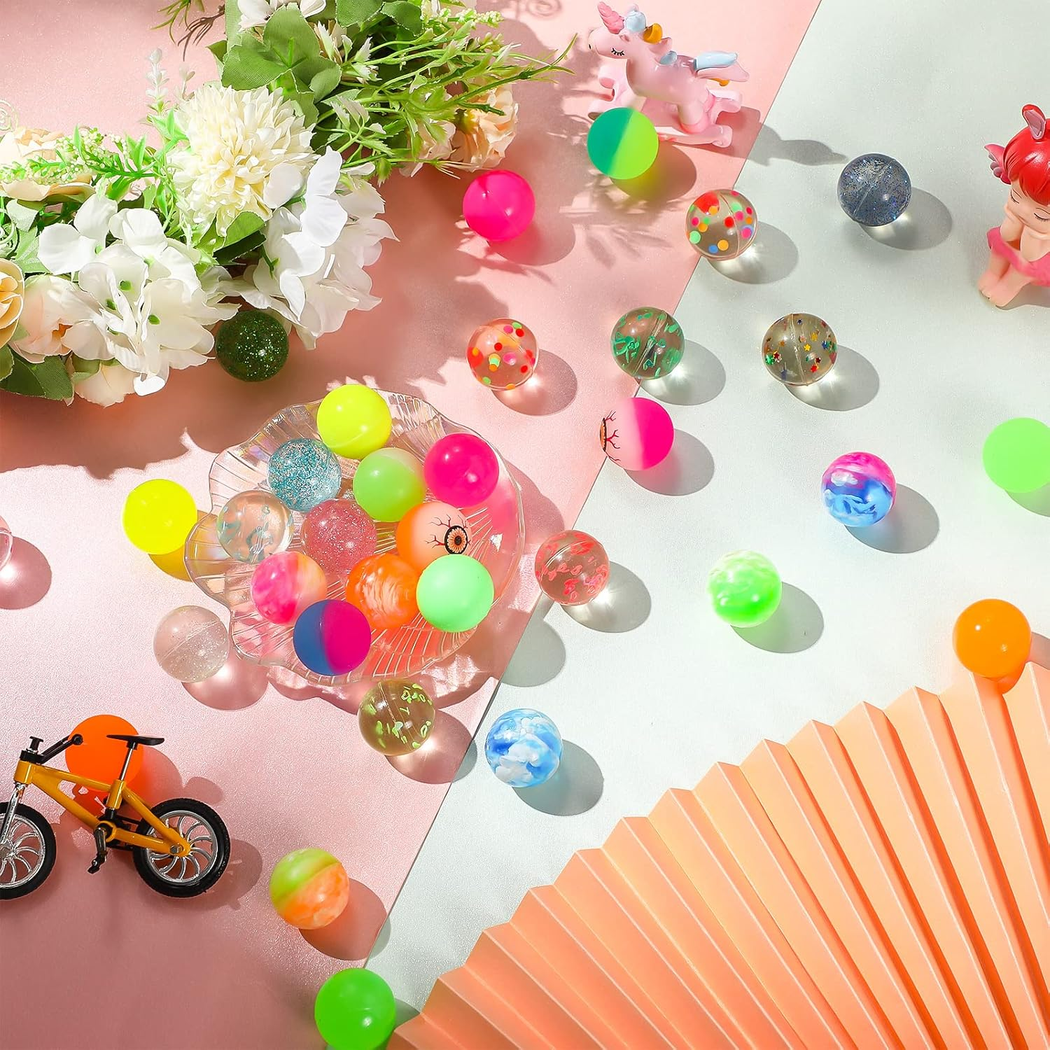 24 Pack Bouncy Balls 1.25 Inch Rubber Balls Translucent Small Bouncy Balls Assorted Colorful Bouncing Ball High Elasticity Mini Bouncy Balls for Cats and Dogs Outdoor Sports Interactive Games image number 3