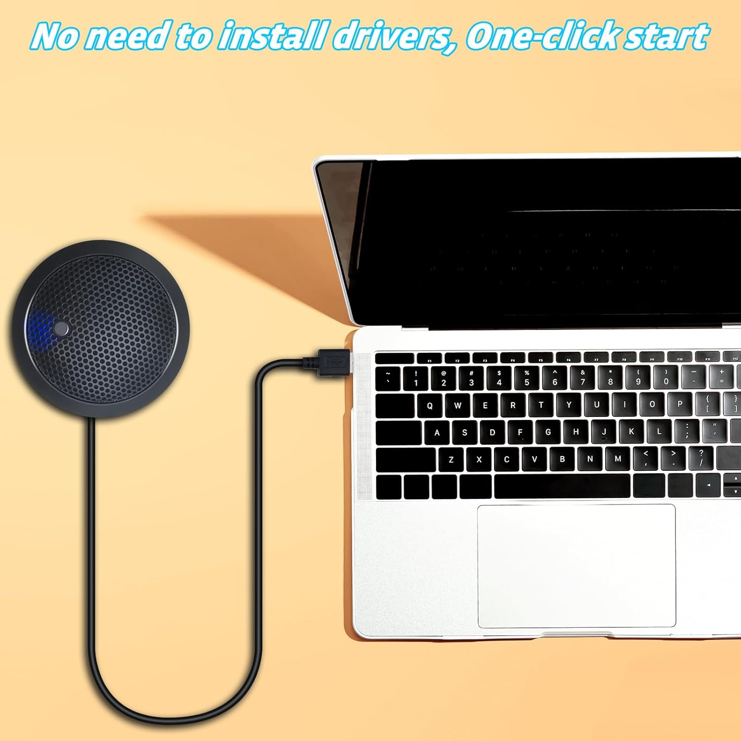 Fyvadio USB Microphone,Desktop Computer Mic, USB Conference Microphone with Mute Key, Plug & Play 360&deg;Omnidirectional Condenser PC Laptop Mics,For Online Calls/Class/Recording Video (Not a Speaker) image number 4