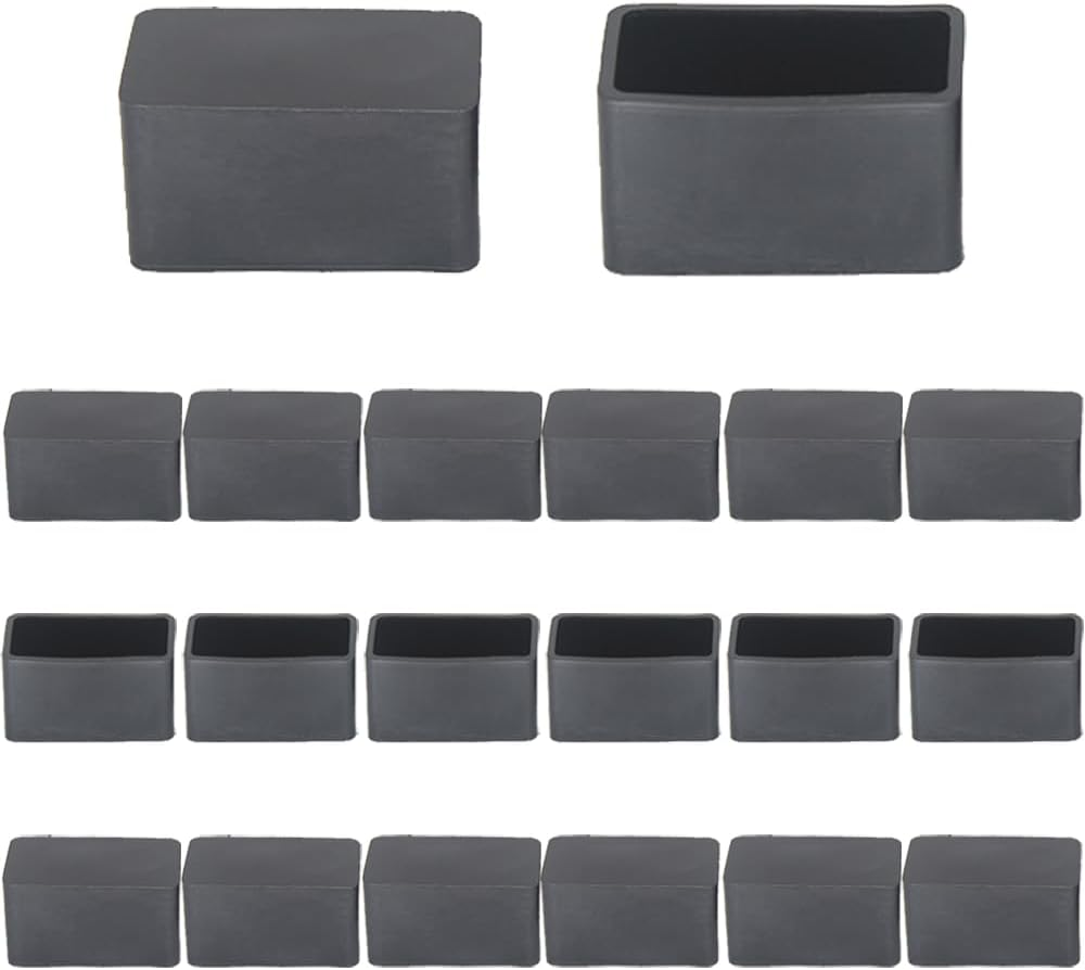 20Pcs 3/4 Inch (19Mm) Square Rubber Chair Leg Tips Caps, Chair Table Leg Covers Floor Protectors, Chair Leg End Caps for Furniture, Chair, Table image number 2