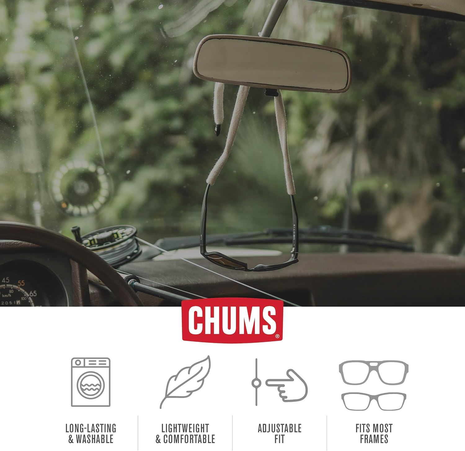 Chums Original Large Frame Cotton Retainer - Unisex Eyewear Keeper for Sunglasses - Made in USA (Large-End, Tangerine) image number 6