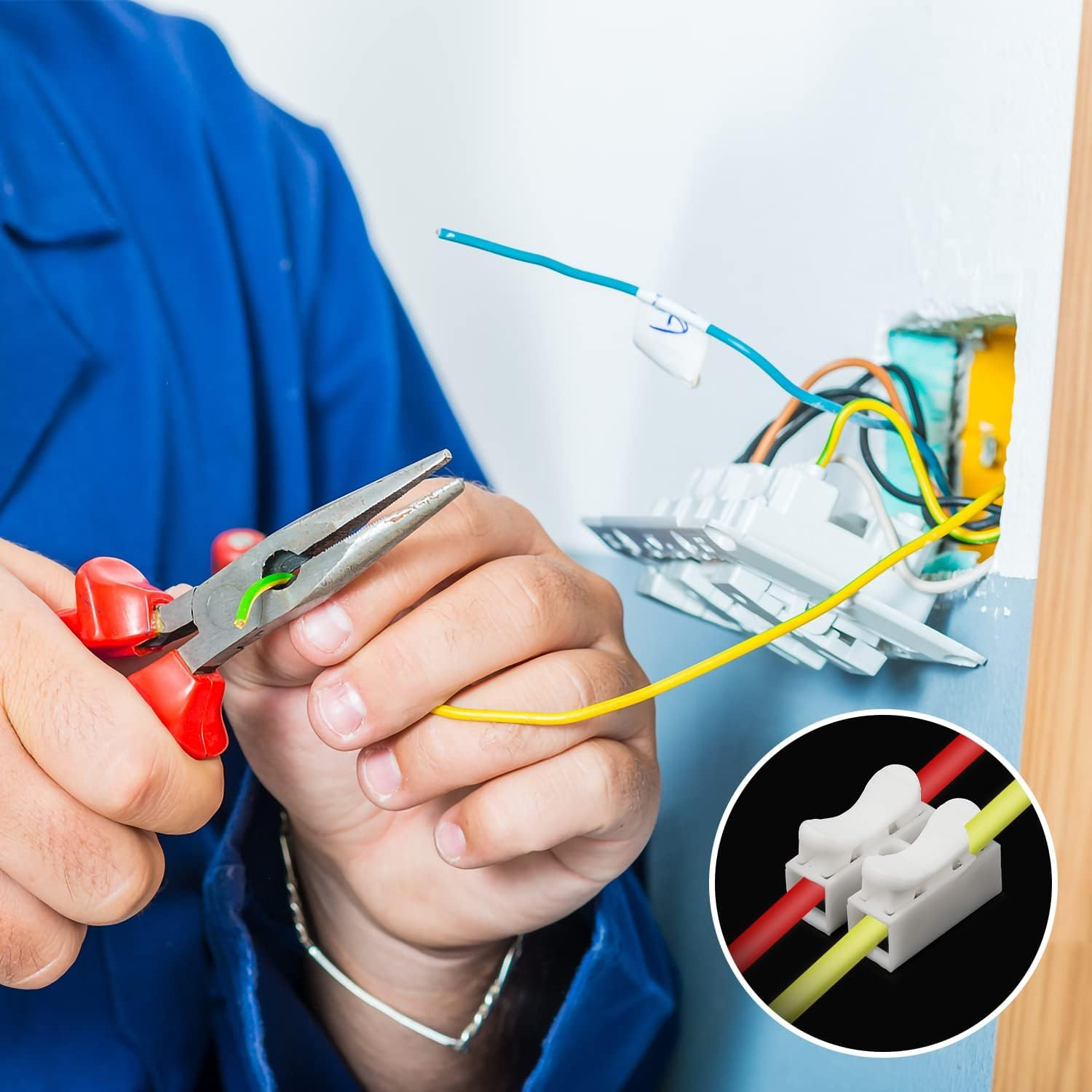 100Pcs 10A 220V CH-2 Quick Connector 2-Position Spring Wire Connectors Self-Locking CH-2 Press Type Electric Connection Quick Wiring Terminal for Lighting and Automotive Electricity