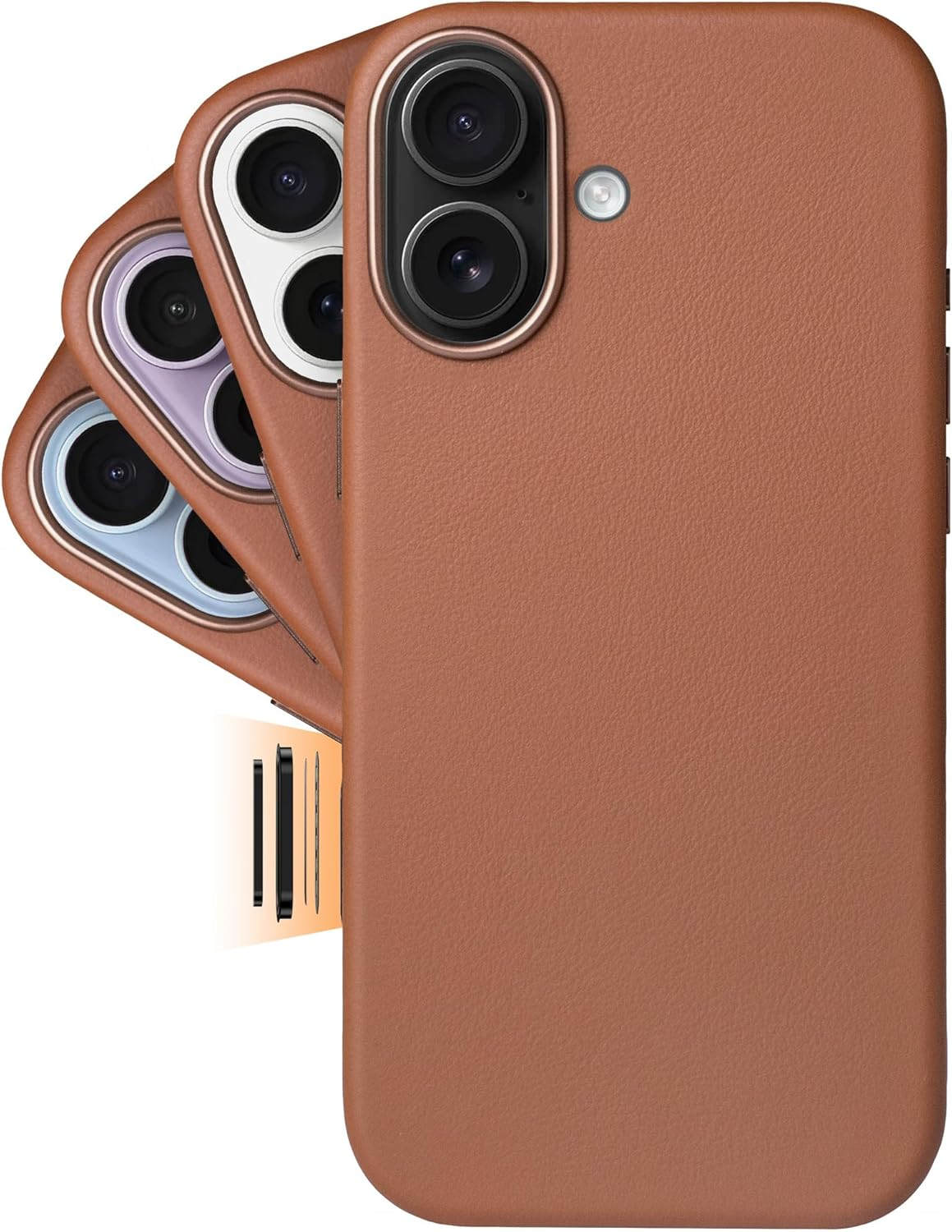 LONLI Classic | Gold-Rated Leather - European Genuine Vele Leather Case for Iphone 17 Pro - [Built-In Camera Control and Compatible with Magsafe] - Azzurro Blue