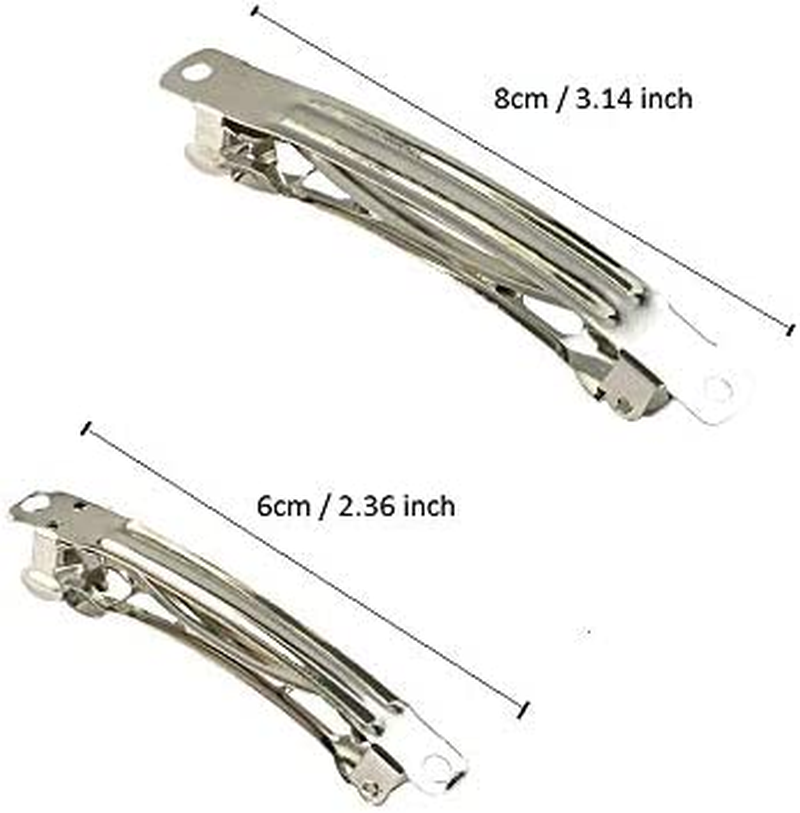 20Pcs Assorted Size Metal Silver French Barrette Hair Clips for DIY Hair Clip Craft Bows image number 1