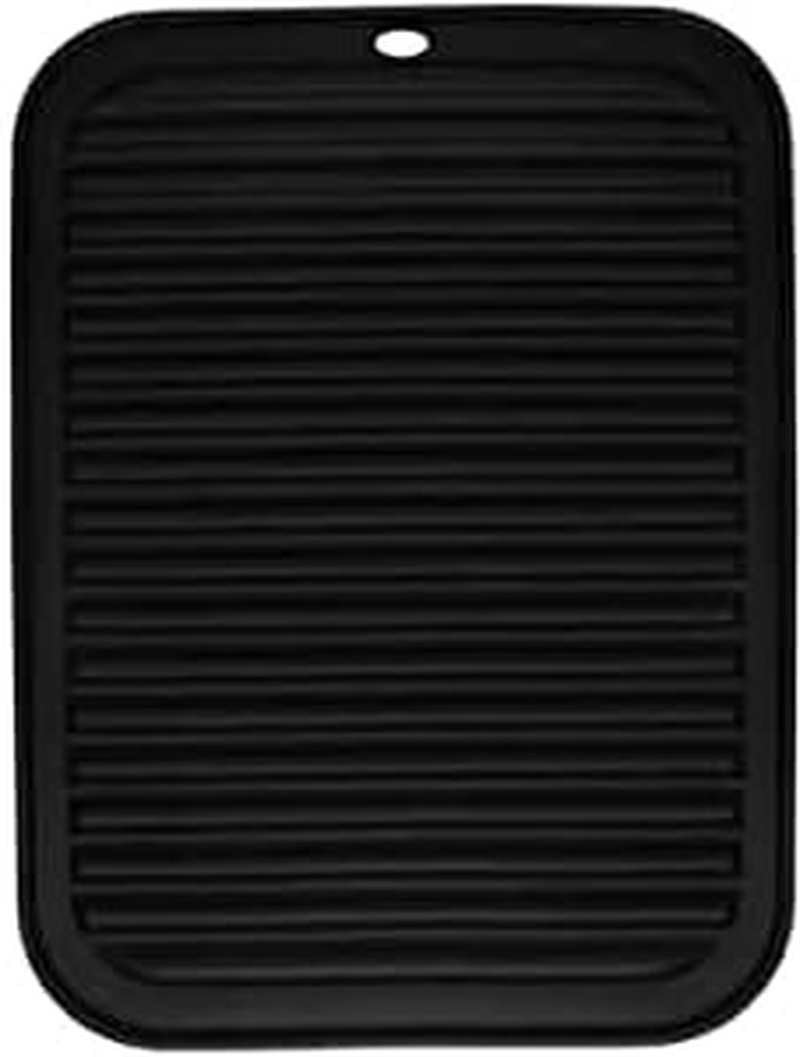 Oversize 15.7" X 11.8" Heat Resistant Mat, Portable Travel Silicone Heat Mat for Curling Irons, Flat Irons, Hair Straightener and Hot Hair Styling Tools, Hot Iron Holster, Vanity Pad with Ties Black